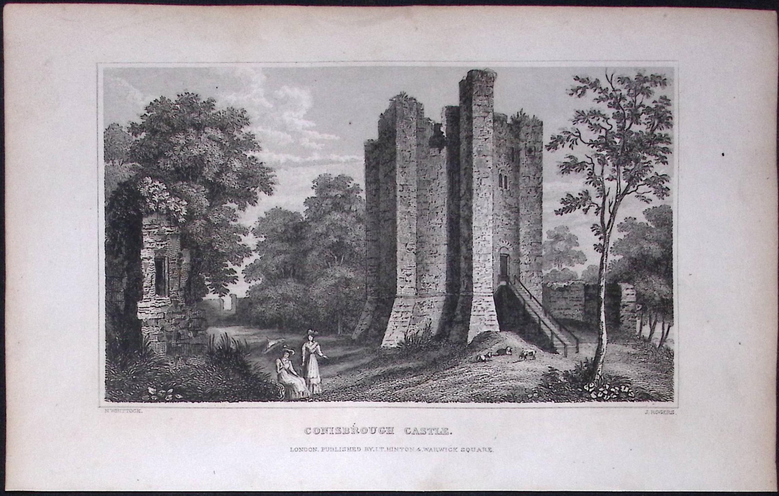 Conisbrough Castle Yorkshire 198 Years-Old Thomas Allen Antique Steel Engraving-46: Title: Conisbrough Castle Yorkshire 198 Years-Old Thomas Allen Antique Steel Engraving-46 Description: This 198 Years-Old Steel Engraved Plate Has Been Removed from an Antique Edition of. A New