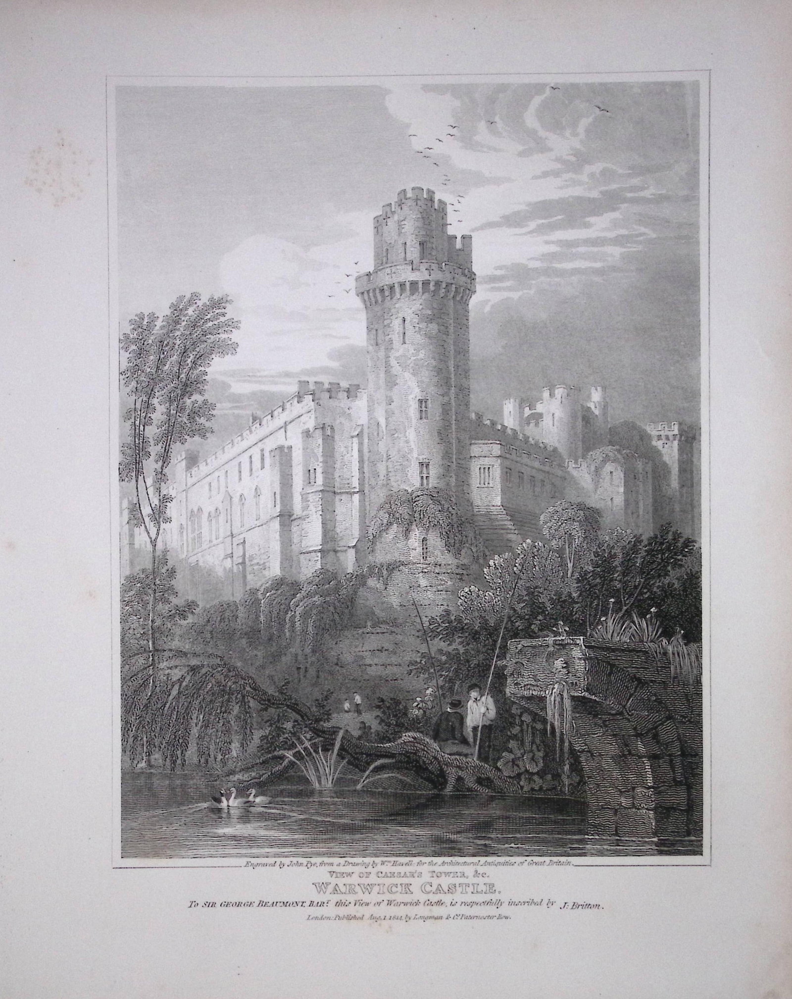 Warwick Castle Warwick 190 Years-Old Rare John Britton Antique Steel Engraving-124: Title: Warwick Castle Warwick 190 Years-Old Rare John Britton Antique Steel Engraving-124 Description: This 191 Years-Old Steel Gilt-Edged Engraved Plate Has Been Removed from an Antique Edition of.