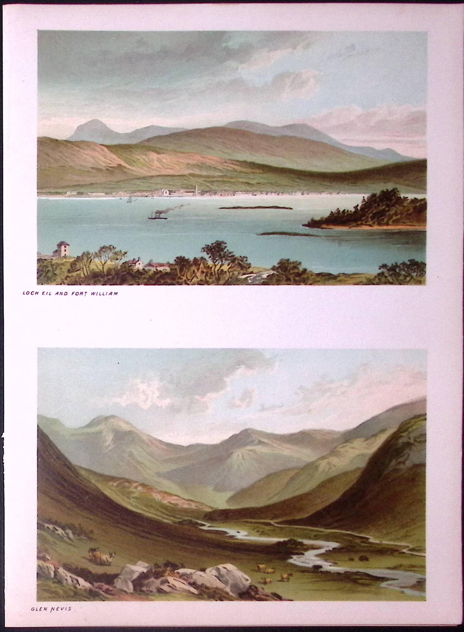 Scotland Highlands Loch Eil & Fort William & Glen Nevis Antique Print-49: Title: Scotland Highlands Loch Eil & Fort William & Glen Nevis Antique Print-49 Description: This Antique Illustration Has Been Removed from a First Edition of. Souvenir Of Scotland.