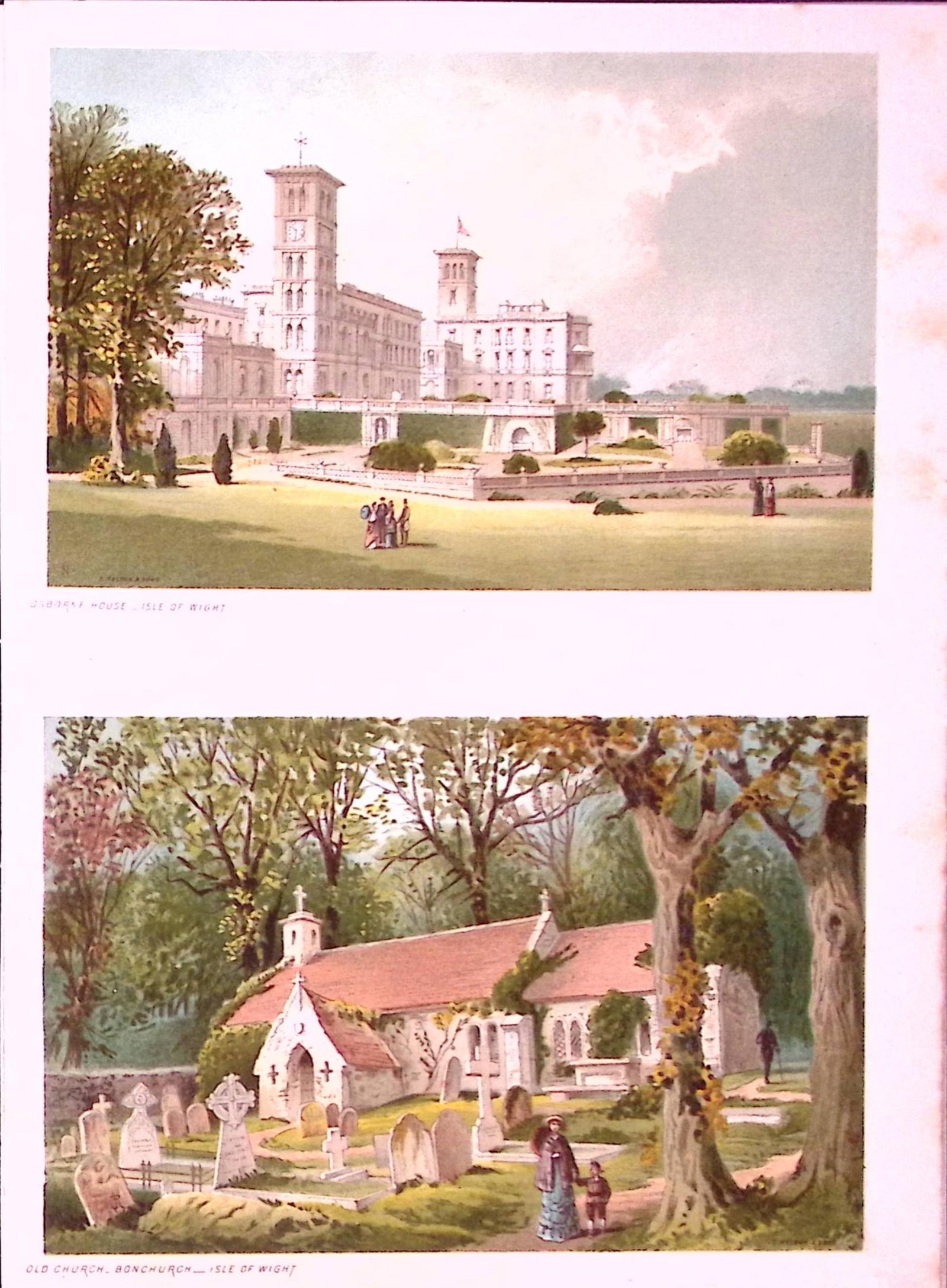 Isle of Wight Osbourne House & Bonchurch Victorian Antique Double Print-58: Title: Isle of Wight Osbourne House & Bonchurch Victorian Antique Double Print-58 Description: This Antique Illustration Has Been Removed from a First Edition of. English Scenery Citi