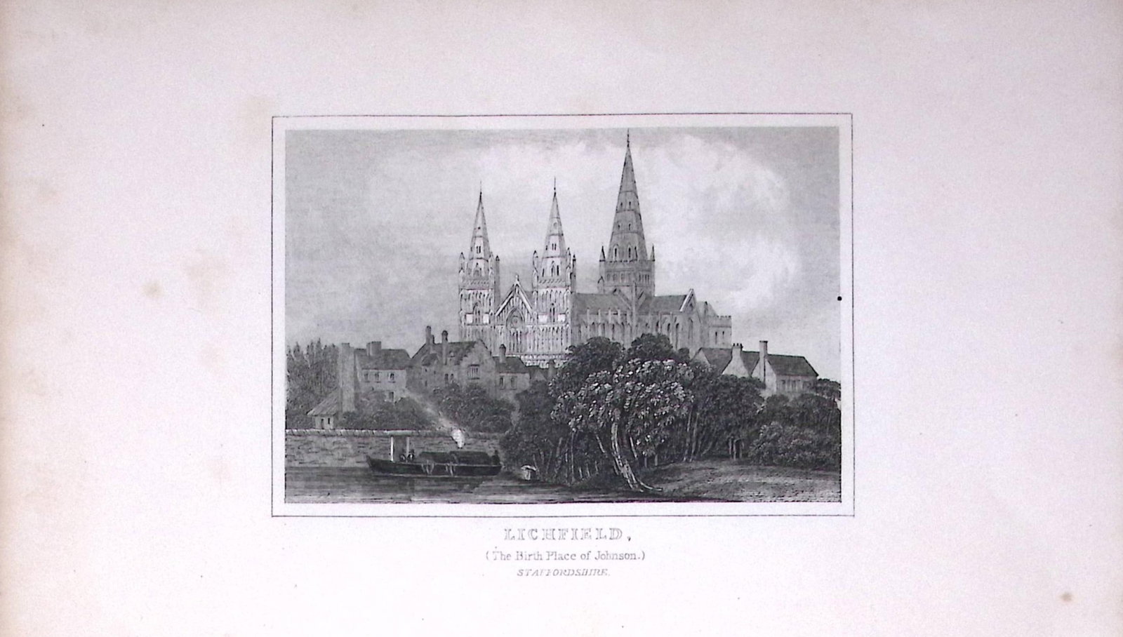 Lichfield Midlands Dugdale & Archer Antique 180 Years-Old Copper Plate Print-12 (1 of 1)