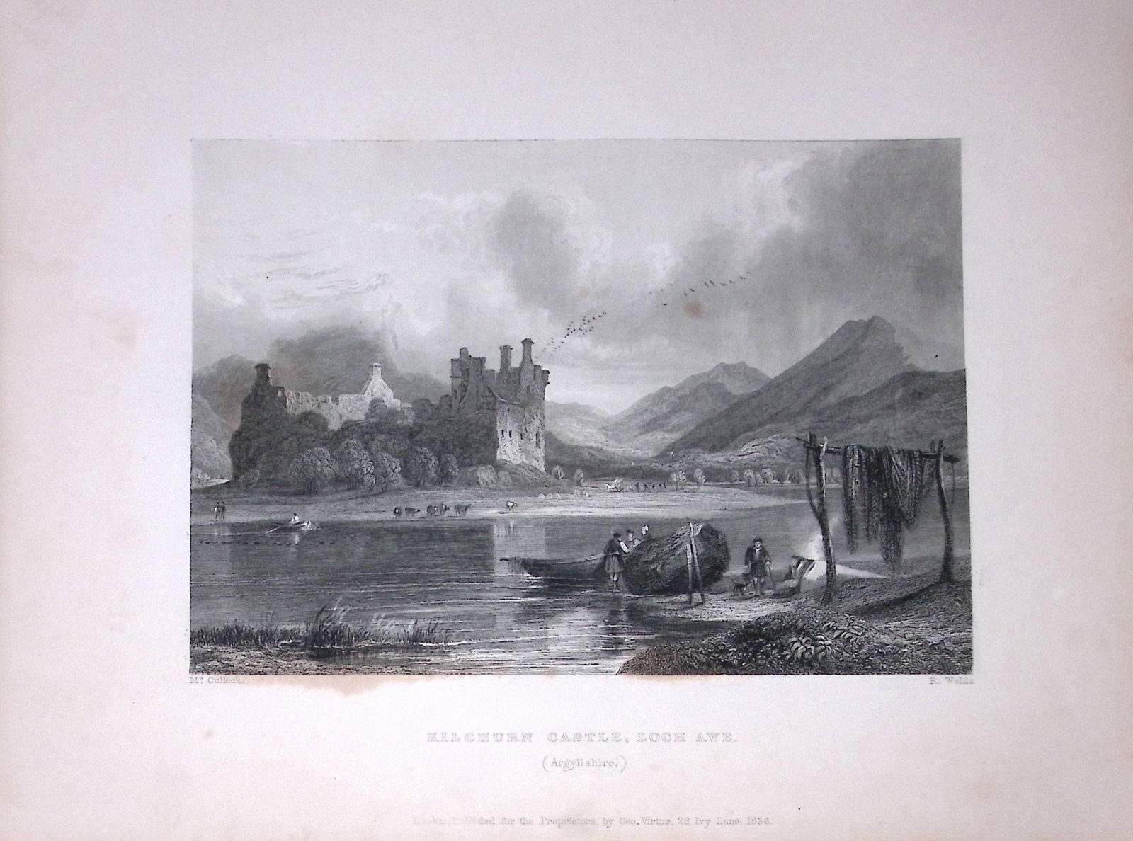 Kilchurn Castle Loch Awe Scotland 188 Years-Old Antique Steel Engraving-45 (1 of 2)