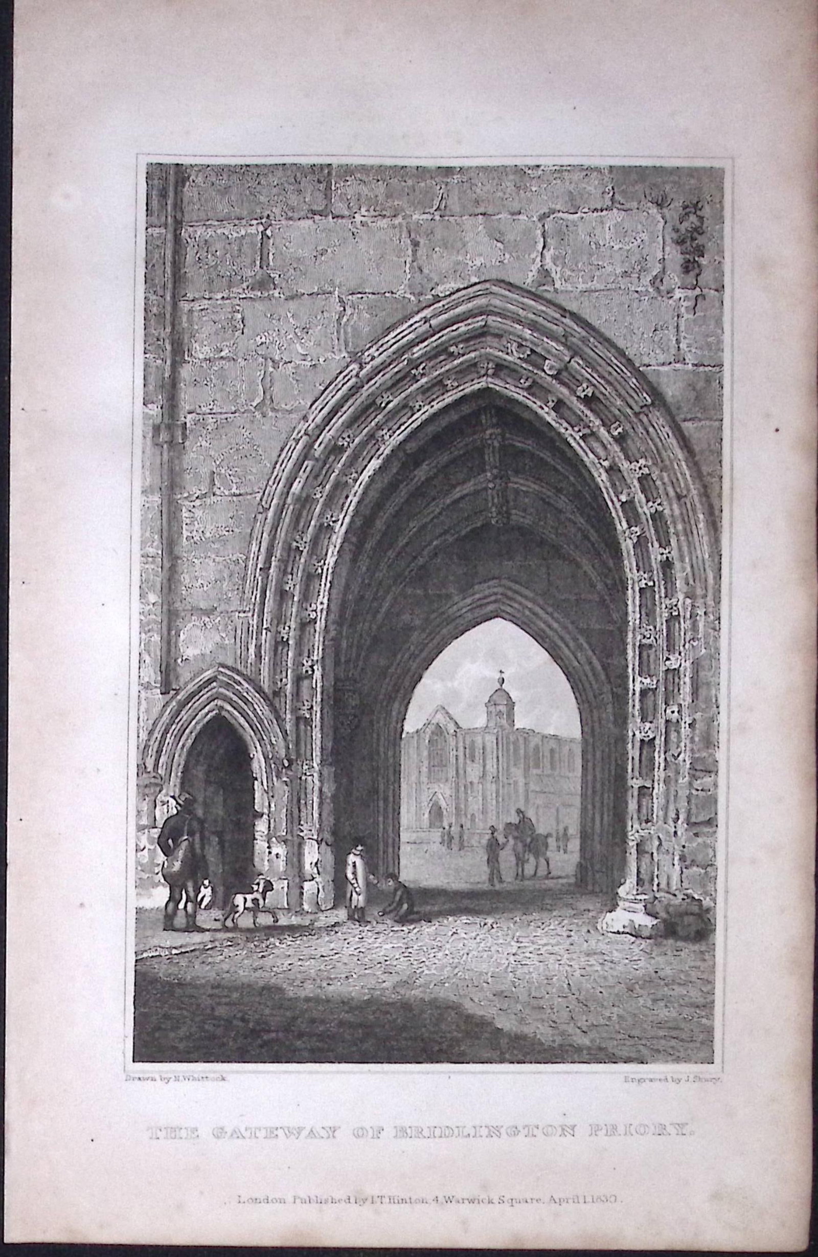 Bridlington Priory Yorkshire 198 Years-Old Thomas Allen Antique Steel Engraving-57 (1 of 1)