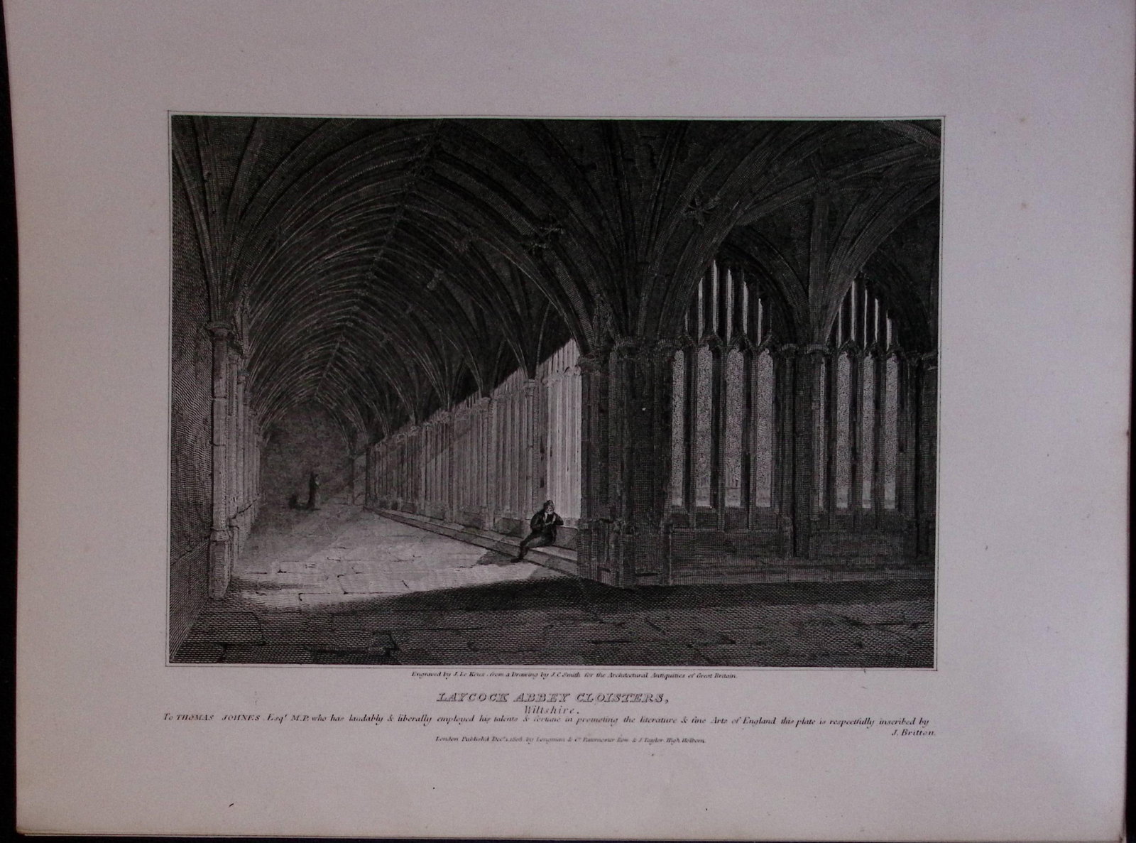 Latcock Abbey Wiltshire 190 Years-Old John Britton Antique Steel Engraving-205 (1 of 1)