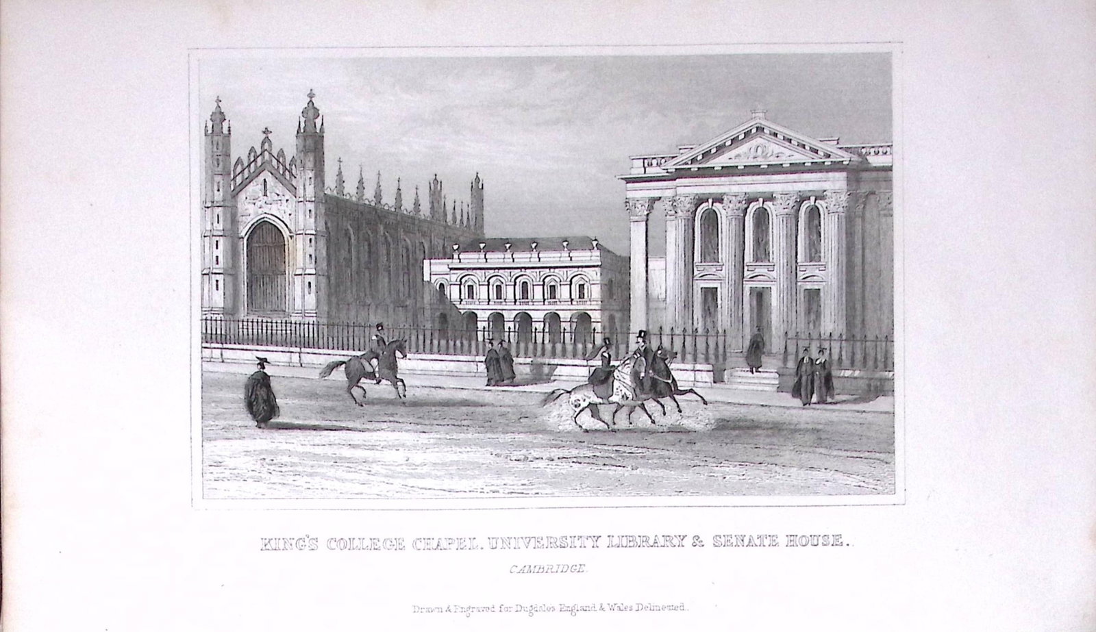 Cambridge Kings College Dugdale & Archer Antique 180 Years-Old Copper Plate Print-3: Title: Cambridge Kings College Dugdale & Archer Antique 180 Years-Old Copper Plate Print-3 Description: This Antique Copper Plate Engraving Has Been Removed from an Antique Edition of. Thom