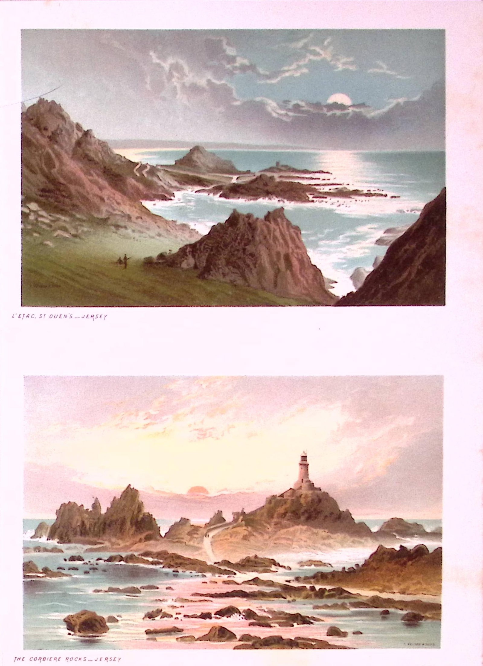 Jersey l’etac St Quens & Corbiere Rocks Victorian Antique Double Print-41: Title: Jersey l’etac St Quens & Corbiere Rocks Victorian Antique Double Print-41 Description: This Antique Illustration Has Been Removed from a First Edition of. English Scenery