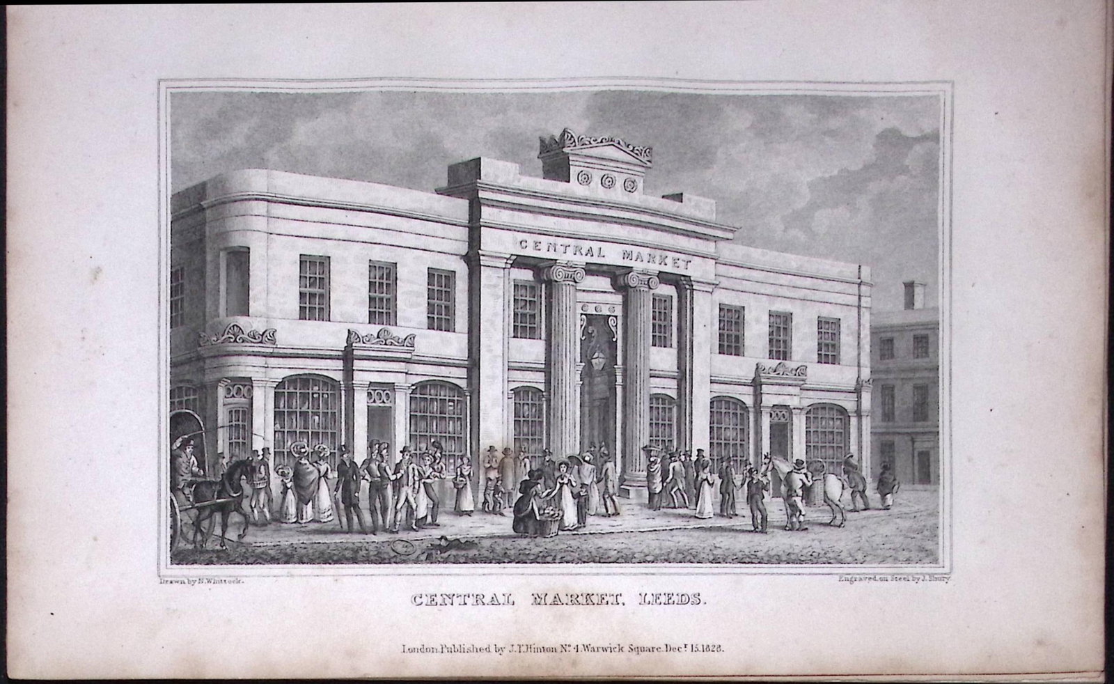 Leeds Central Market Yorkshire 198 Years-Old Thomas Allen Antique Steel Engraving-52: Title: Leeds Central Market Yorkshire 198 Years-Old Thomas Allen Antique Steel Engraving-52 Description: This 198 Years-Old Steel Engraved Plate Has Been Removed from an Antique Edition of. A N