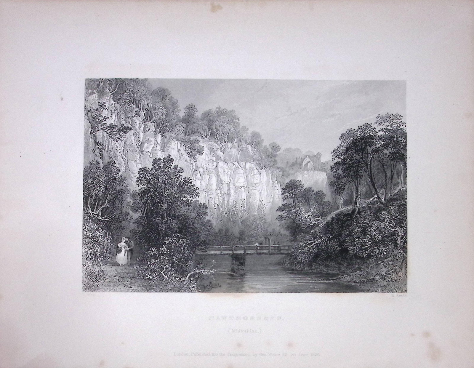 Hawthornden Midlothian Scotland 188 Years-Old Antique Steel Engraving-10 (1 of 2)