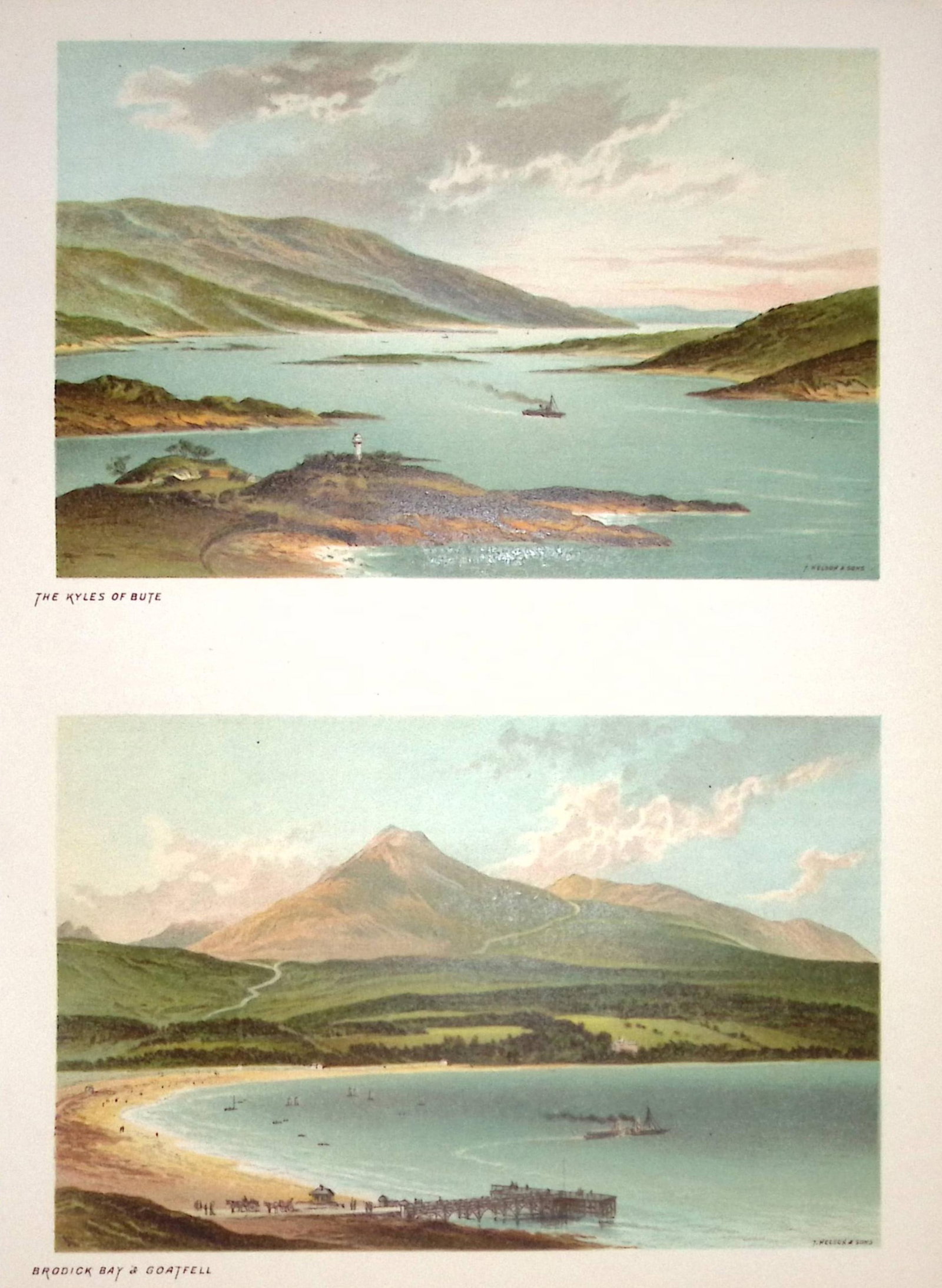 Scotland The Kyles of Bute & Goatfell Antique Coloured Print-28b (1 of 1)