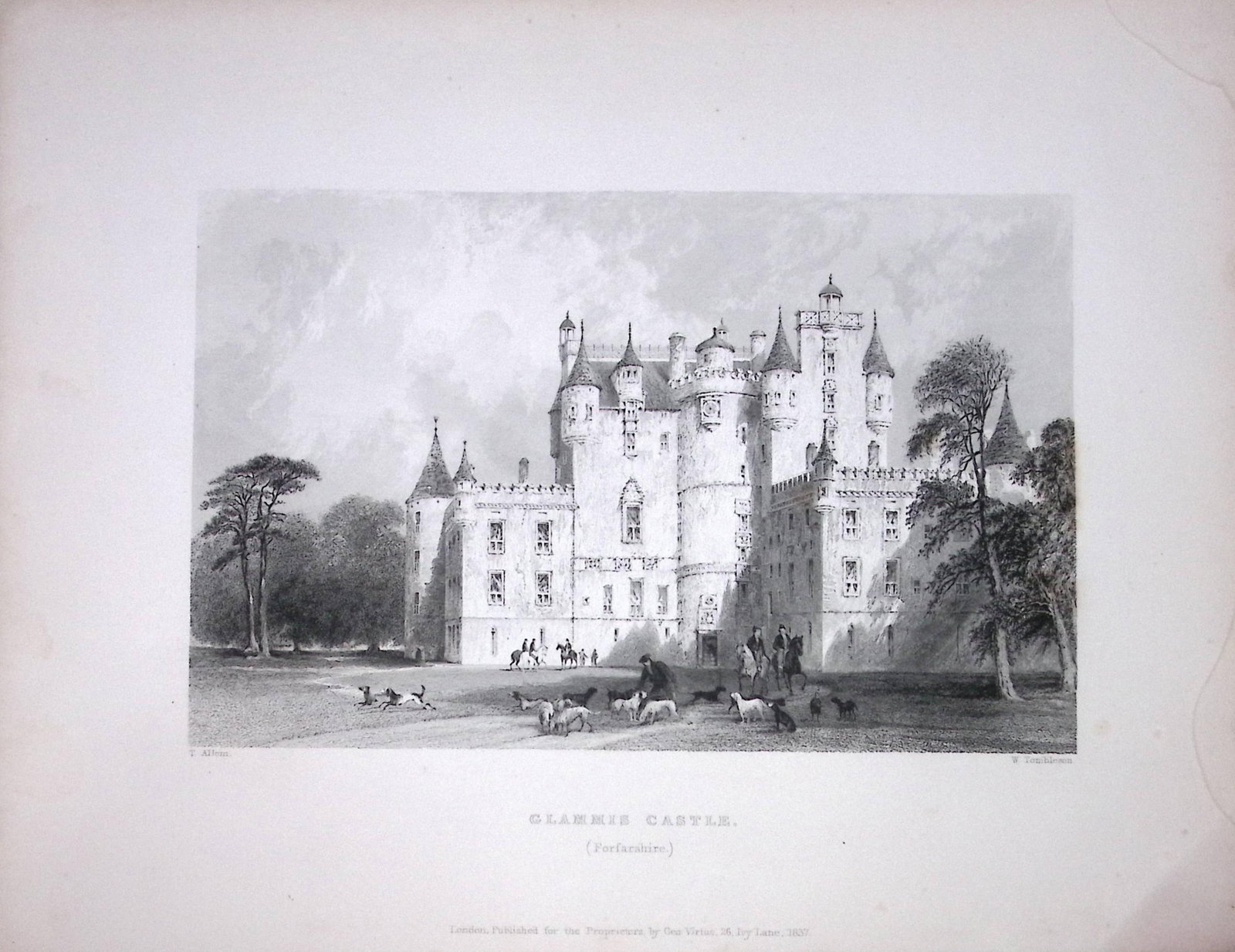 Glamis Castle Angus Scotland W Beattie 188 Years-Old Antique Steel Engraving-26: Title: Glamis Castle Angus Scotland W Beattie 188 Years-Old Antique Steel Engraving-26 Description: Scotland Illustrated in a Series of Views Takes Expressly for This Work by Messrs William Beattie.
