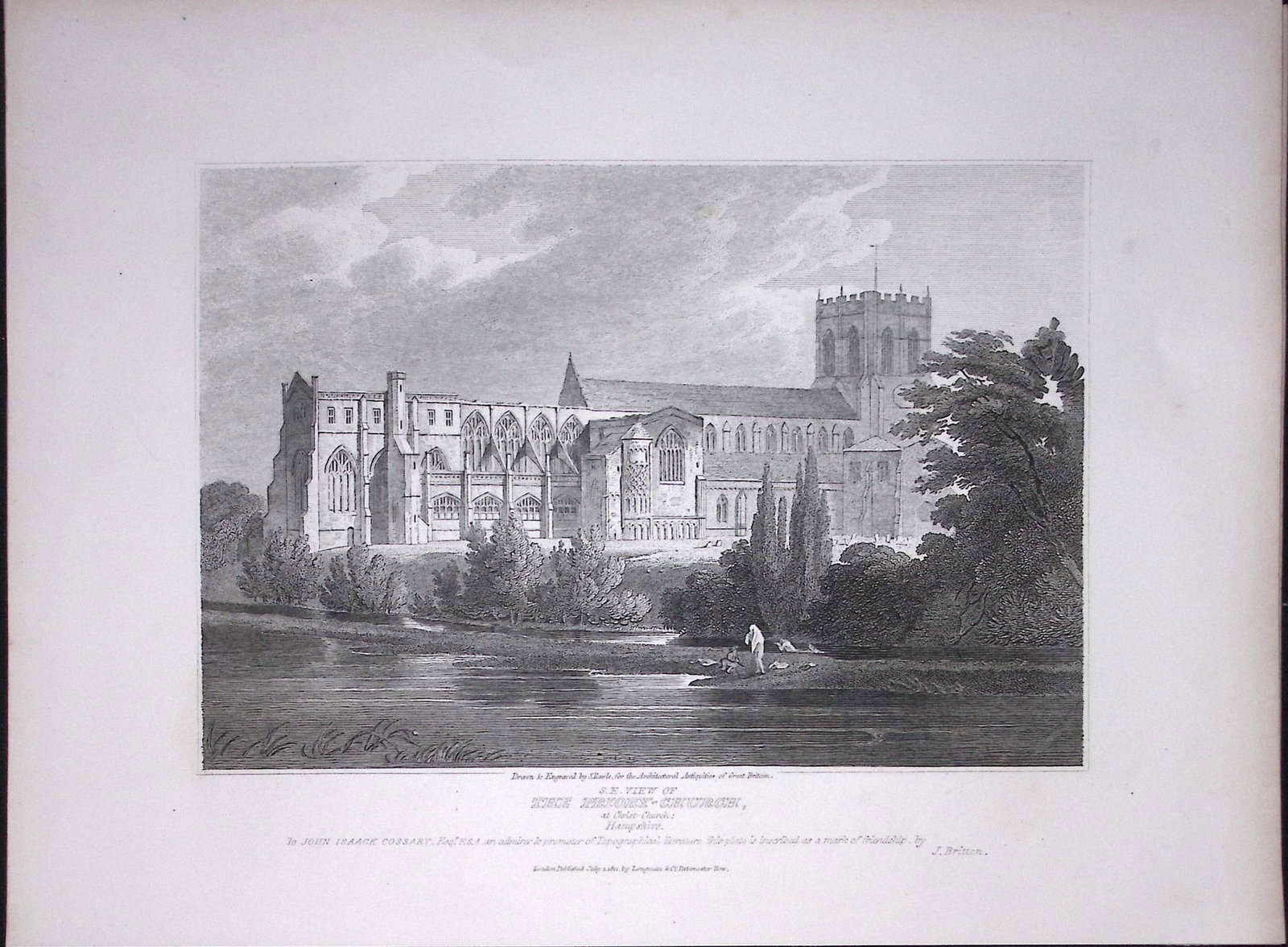 Priory Christ- Church Hampshire 190 Years-Old John Britton Antique Steel Engraving-169: Title: Priory Christ- Church Hampshire 190 Years-Old John Britton Antique Steel Engraving-169 Description: This 191 Years-Old Steel Gilt-Edged Engraved Plate Has Been Removed from an Antique Editio