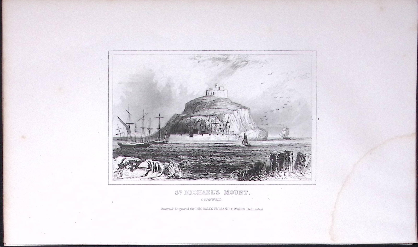 St Michaels Mount Cornwall Dugdale & Archer Antique 180 Years-Old Copper Plate Print-22: Title: St Michaels Mount Cornwall Dugdale & Archer Antique 180 Years-Old Copper Plate Print-22 Description: This Antique Copper Plate Engraving Has Been Removed from an Antique Edition of. Thomas