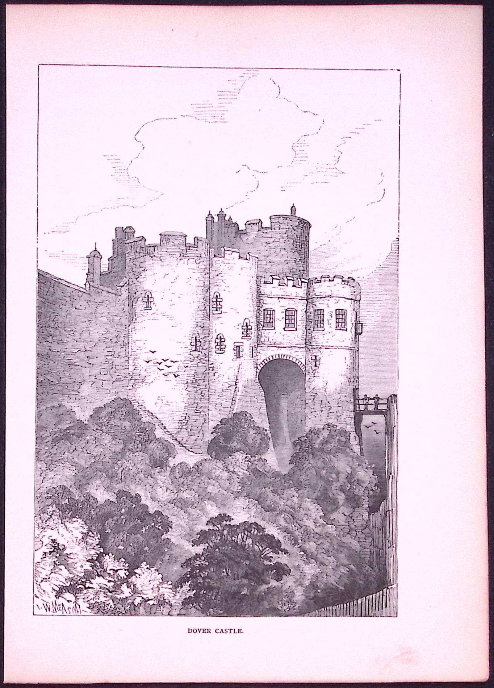 Dover Castle Country Towns of Britain 145-Year-Old Woodcut Illustration-9: Title: Dover Castle Country Towns of Britain 145-Year-Old Woodcut Illustration-9 Description: This 145 Years-Old Engraved Plate Has Been Removed from an Antique Edition of. Our Old Country Towns by
