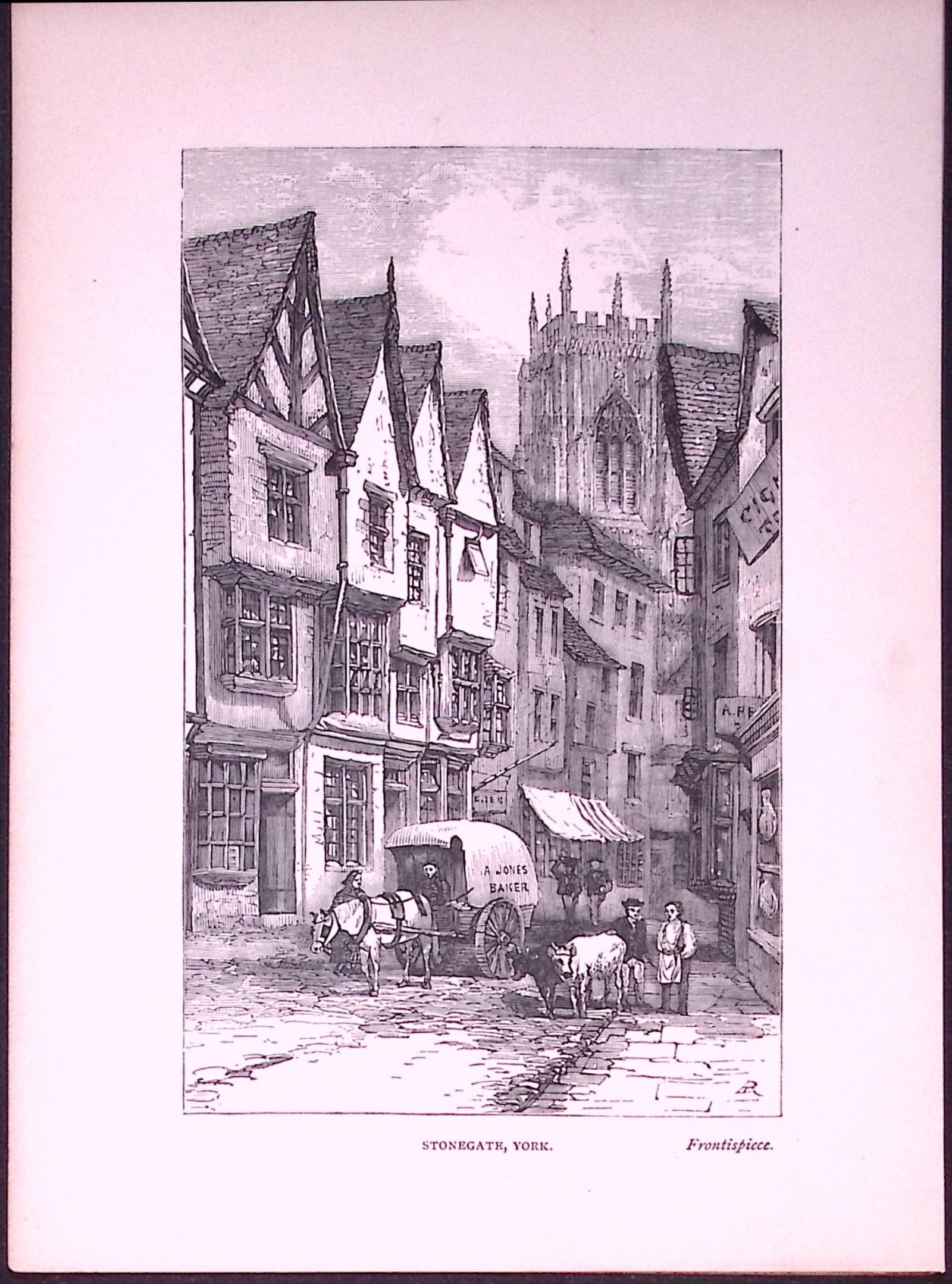 York Stonegate Country Towns of Britain 145-Year-Old Woodcut Illustration-2 (1 of 1)