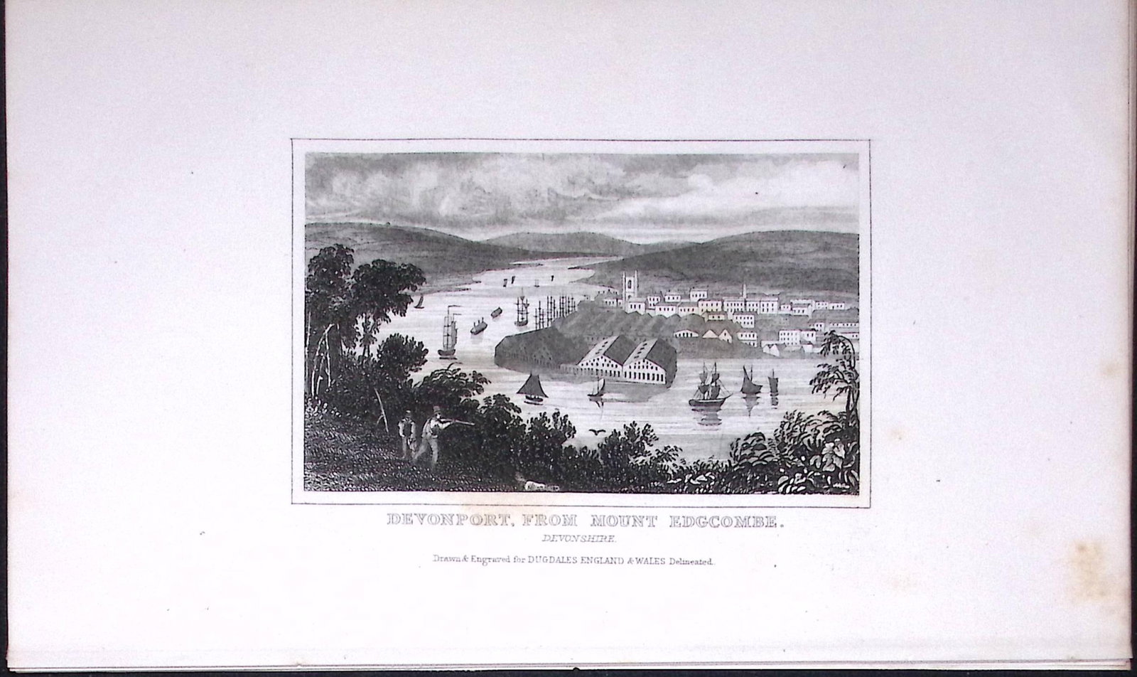 Devonport Mt Edgombe Dugdale & Archer Antique 180 Years-Old Copper Plate Print-32 (1 of 1)
