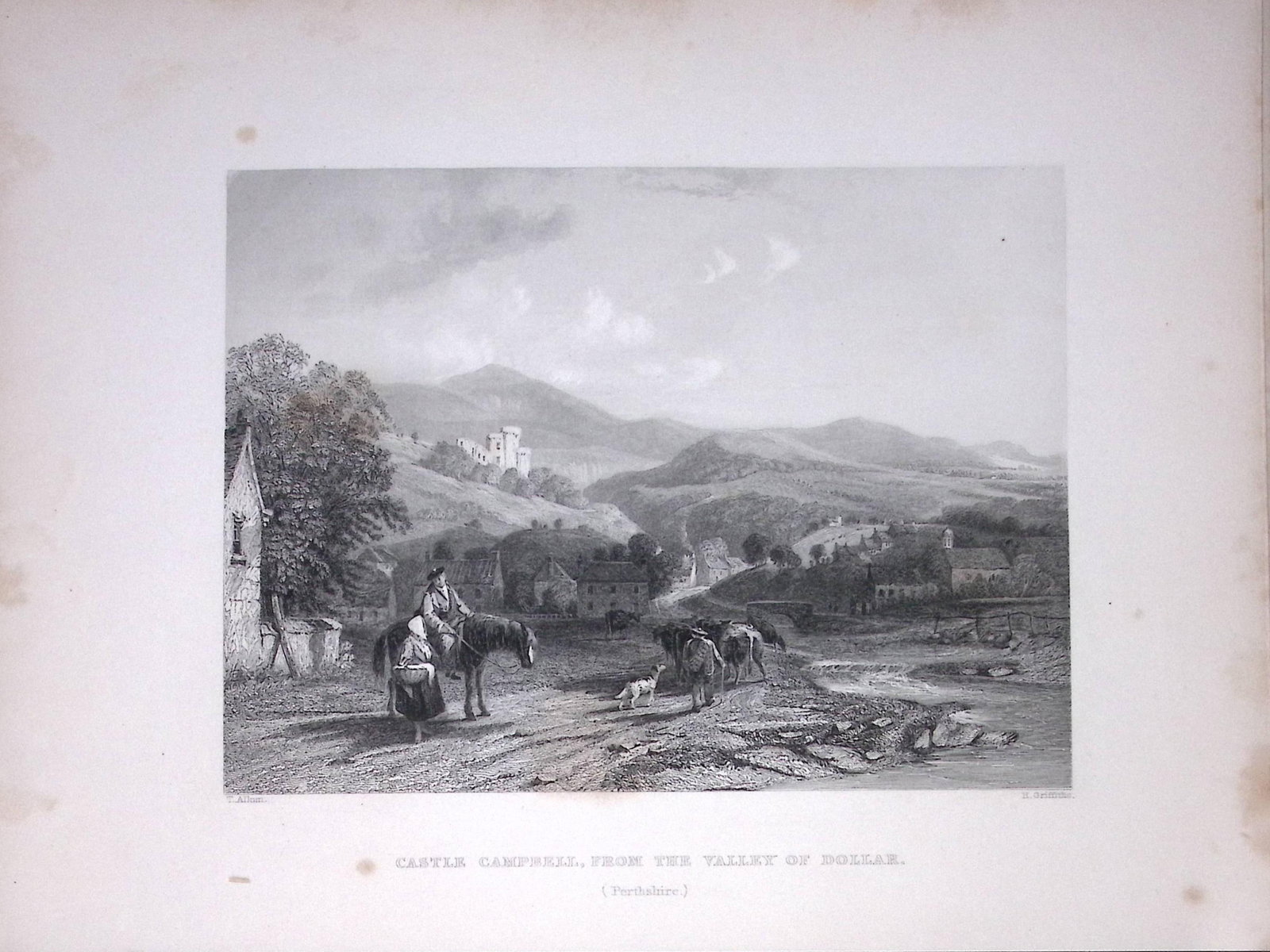 Castle Campbell Valley of Dollar Scotland 188 Years-Old Antique Steel Engraving-53: Title: Castle Campbell Valley of Dollar Scotland 188 Years-Old Antique Steel Engraving-53 Description: Scotland Illustrated in a Series of Views Takes Expressly for This Work by Messrs William