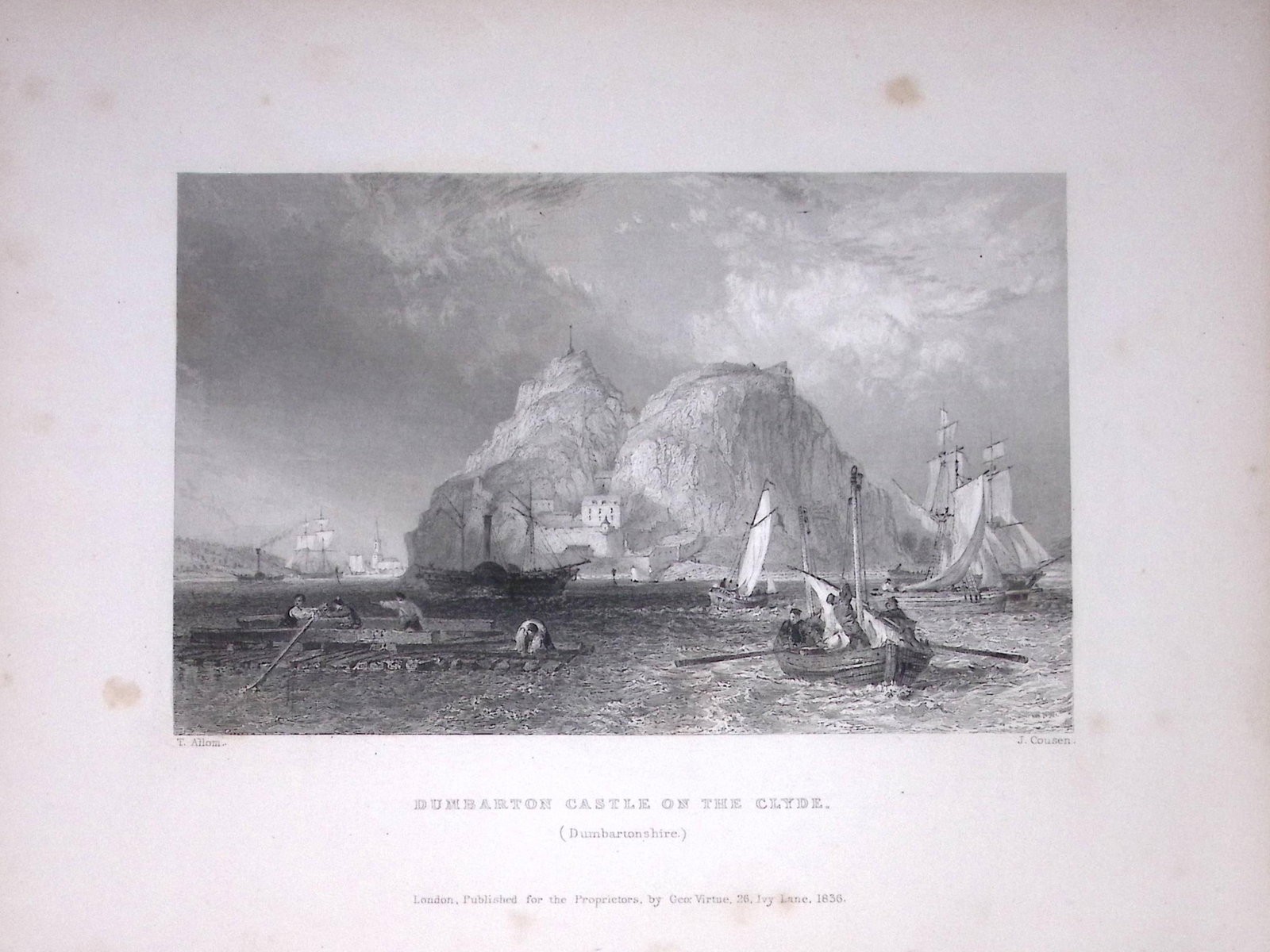 Dunbarton Castle On the Clyde Scotland 188 Years-Old Antique Steel Engraving-51: Title: Dunbarton Castle On the Clyde Scotland 188 Years-Old Antique Steel Engraving-51 Description: Scotland Illustrated in a Series of Views Takes Expressly for This Work by Messrs William Beattie.