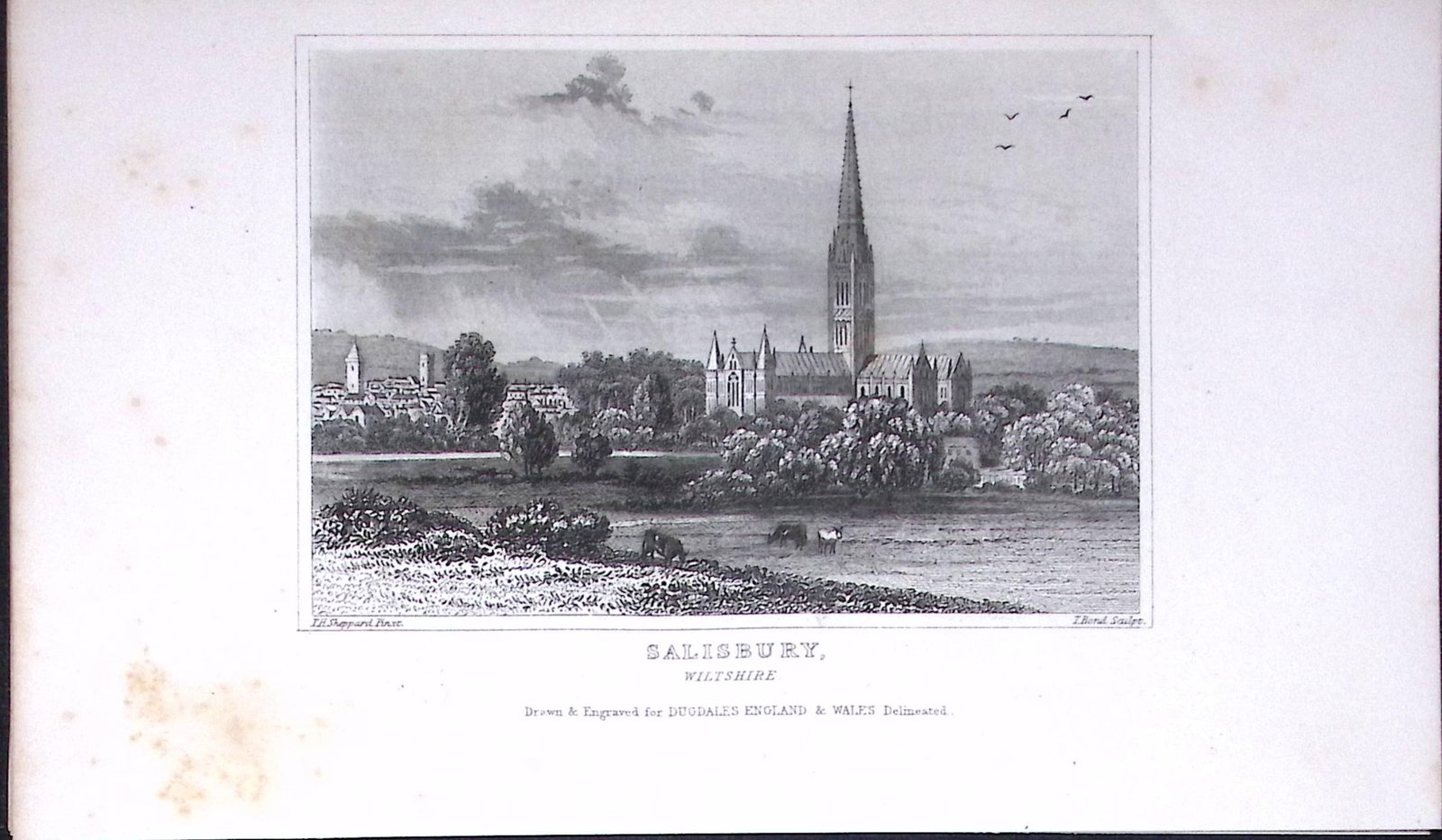 City of Salisbury Dugdale & Archer Antique 180 Years-Old Copper Plate Print-8: Title: City of Salisbury Dugdale & Archer Antique 180 Years-Old Copper Plate Print-8 Description: This Antique Copper Plate Engraving Has Been Removed from an Antique Edition of. Thomas Dug