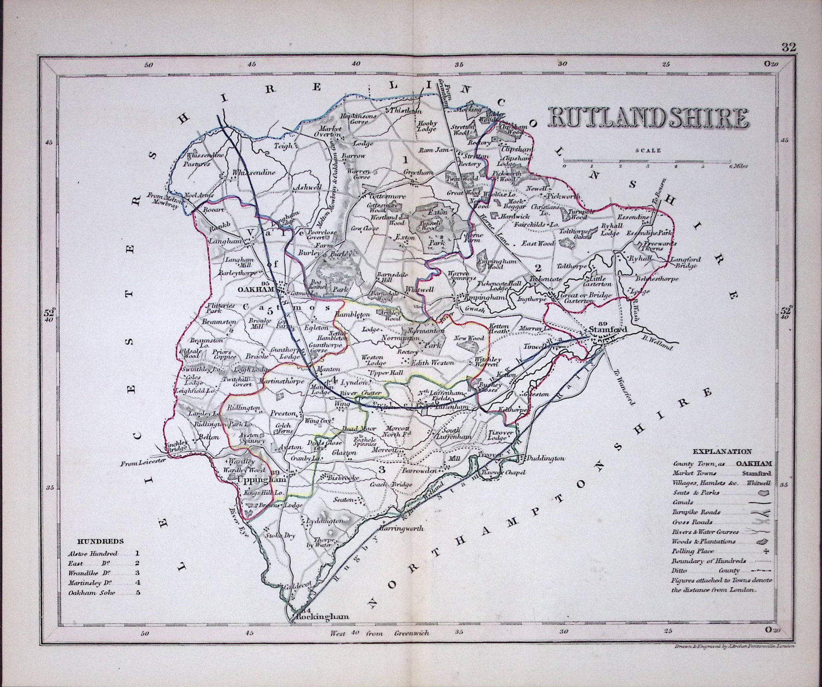 East Midlands-Dugdale & Archer Antique 180 Years-Old Steel Engraved Map-22: Title: East Midlands-Dugdale & Archer Antique 180 Years-Old Steel Engraved Map-22 Description: This Antique Coloured Engraved Map Has Been Removed from an Antique Edition of. Thomas Dugdale