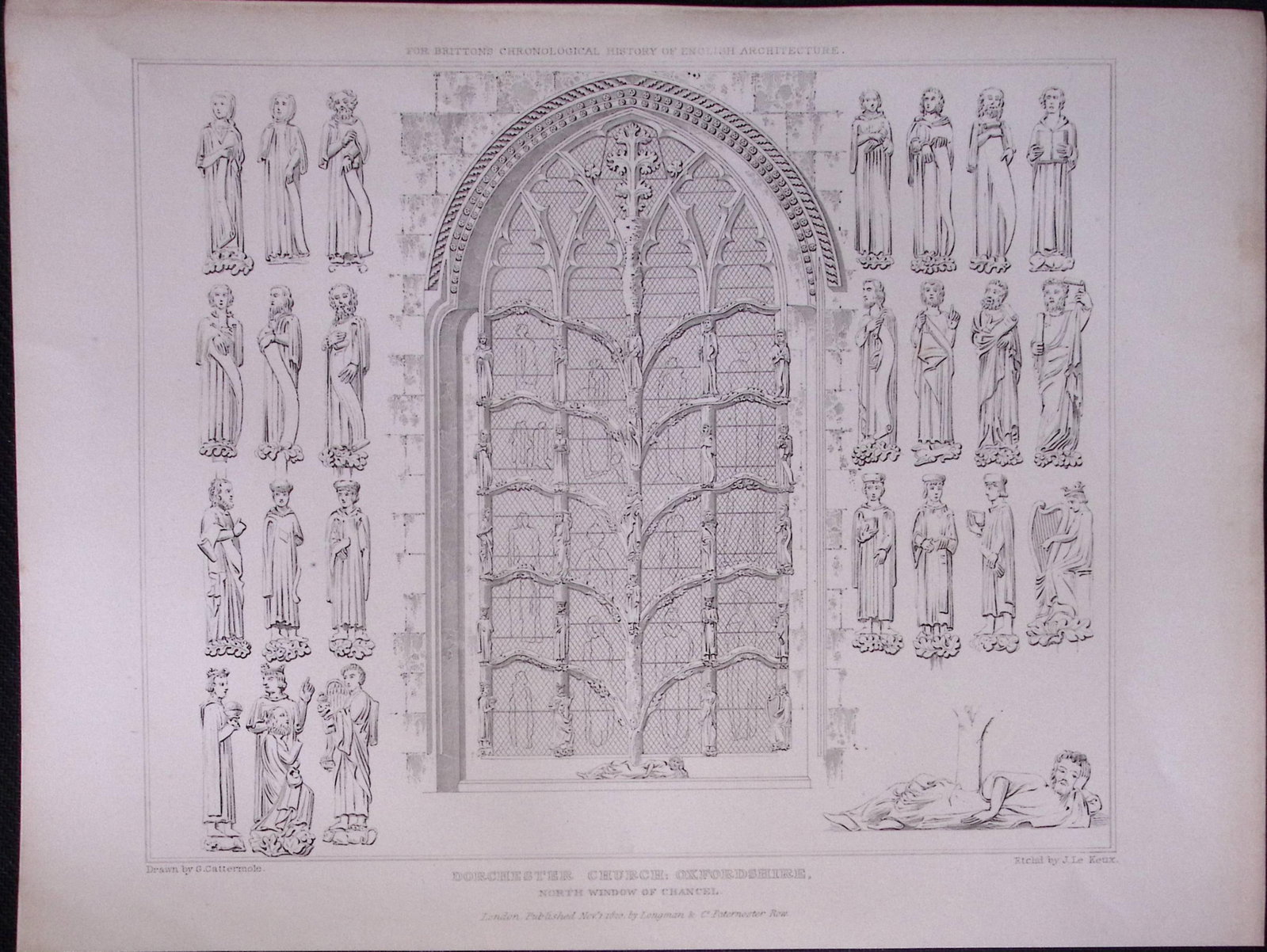 Dorchester Church Oxfordshire 190 Years-Old John Britton Antique Steel Engraving-223 (1 of 1)