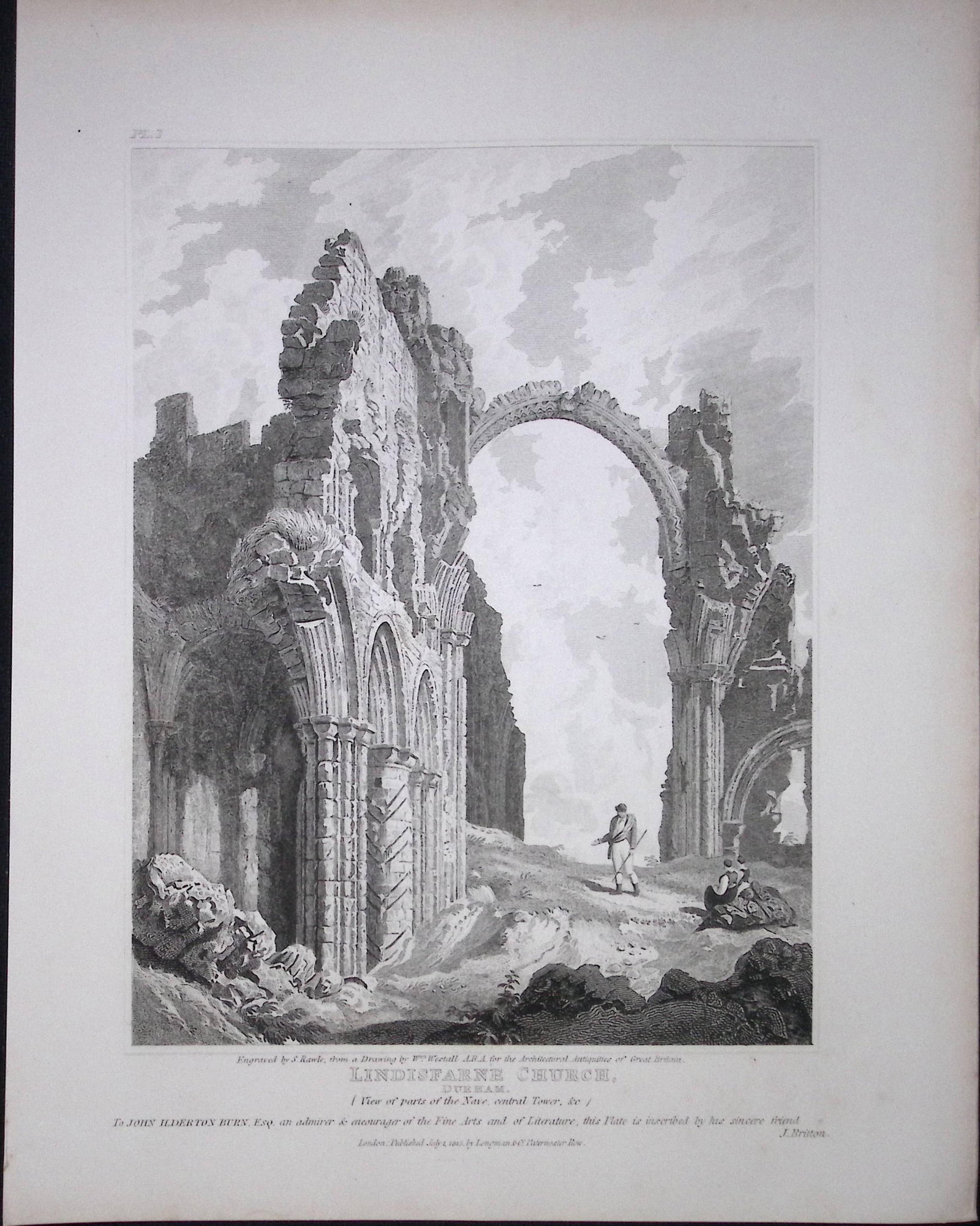 Lindisfarne Church Durham 190 Years-Old Rare John Britton Antique Steel Engraving-80: Title: Lindisfarne Church Durham 190 Years-Old Rare John Britton Antique Steel Engraving-80 Description: This 191 Years-Old Steel Gilt-Edged Engraved Plate Has Been Removed from an Antique Edition