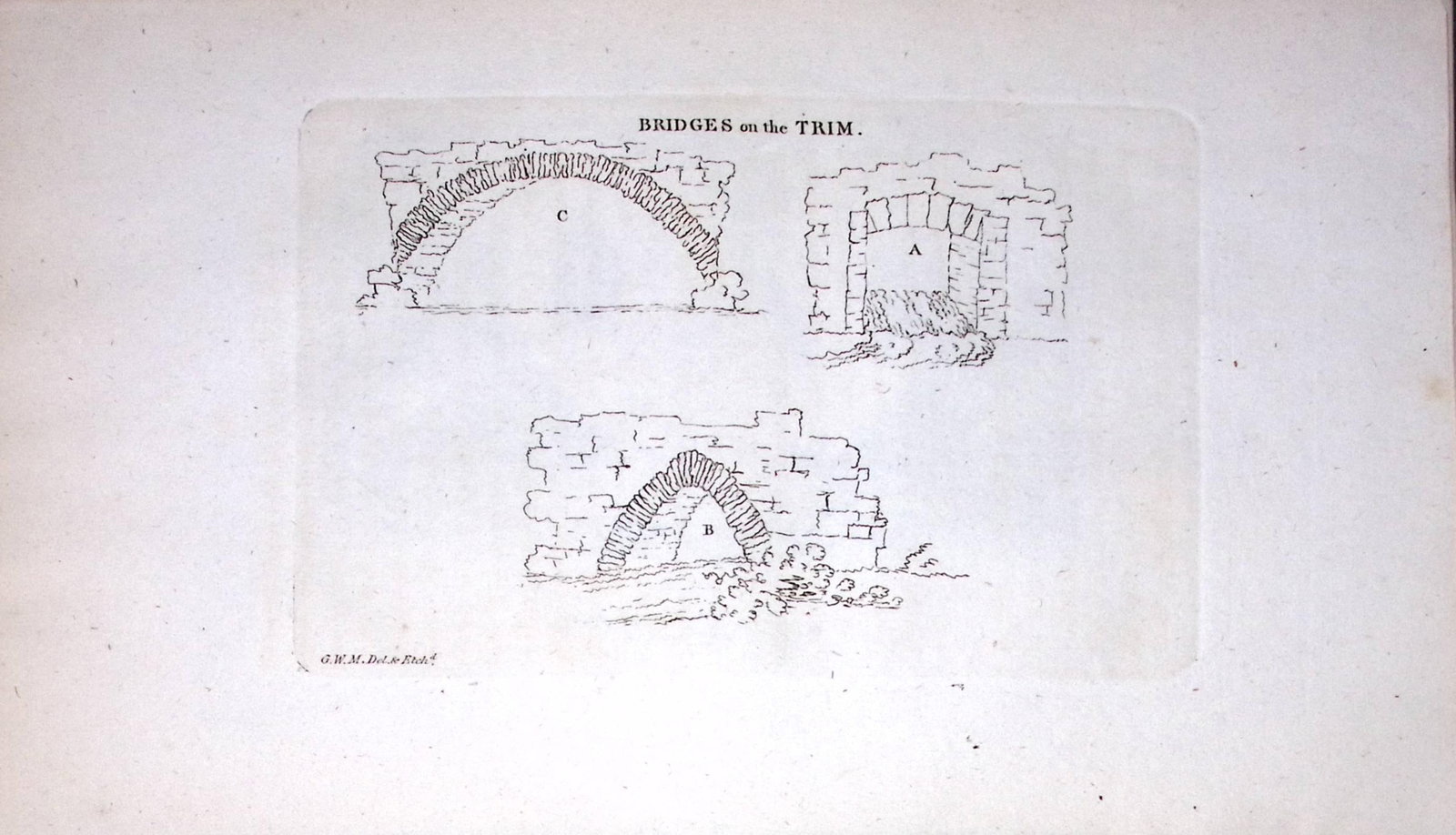 Bridges of The Trim 224 Years-Old Historic and Picturesque Clifton Bristol Print-15.: Title: Bridges of The Trim 224 Years-Old Historic and Picturesque Clifton Bristol Print-15. Description: This 224 Years-Old Engraved Plate Has Been Removed from an Antique Edition of. Fug