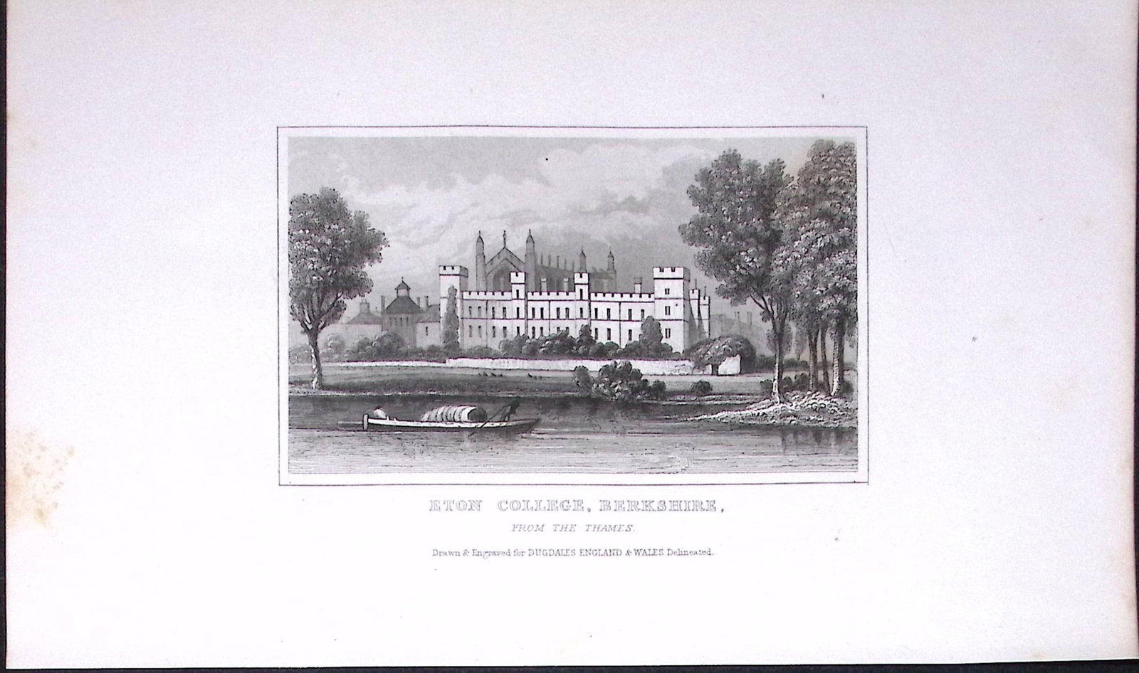 Eton College Berkshire Dugdale & Archer Antique 180 Years-Old Copper Plate Print-34 (1 of 1)