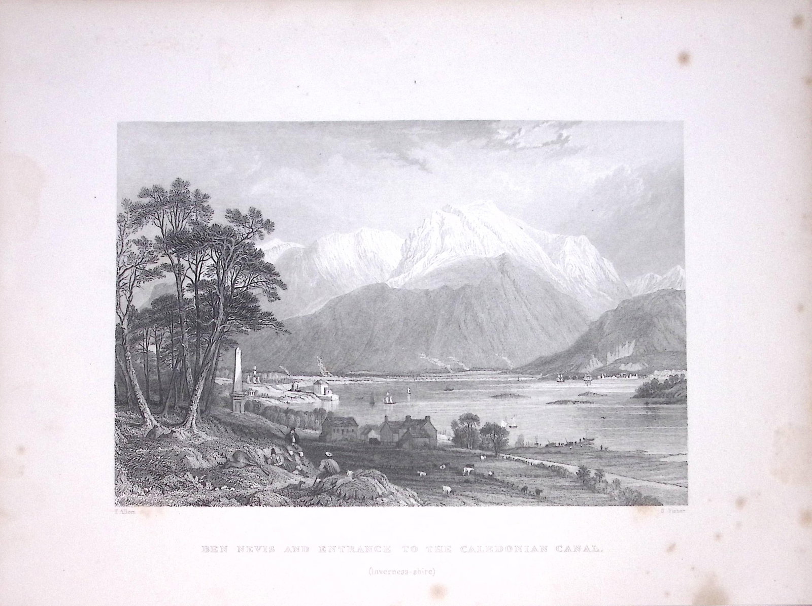 Ben Nevis The Caledonian Canal Scotland W Beattie 188 Years-Old Antique Steel Engraving-34: Title: Ben Nevis The Caledonian Canal Scotland W Beattie 188 Years-Old Antique Steel Engraving-34 Description: Scotland Illustrated in a Series of Views Takes Expressly for This Work by Messrs