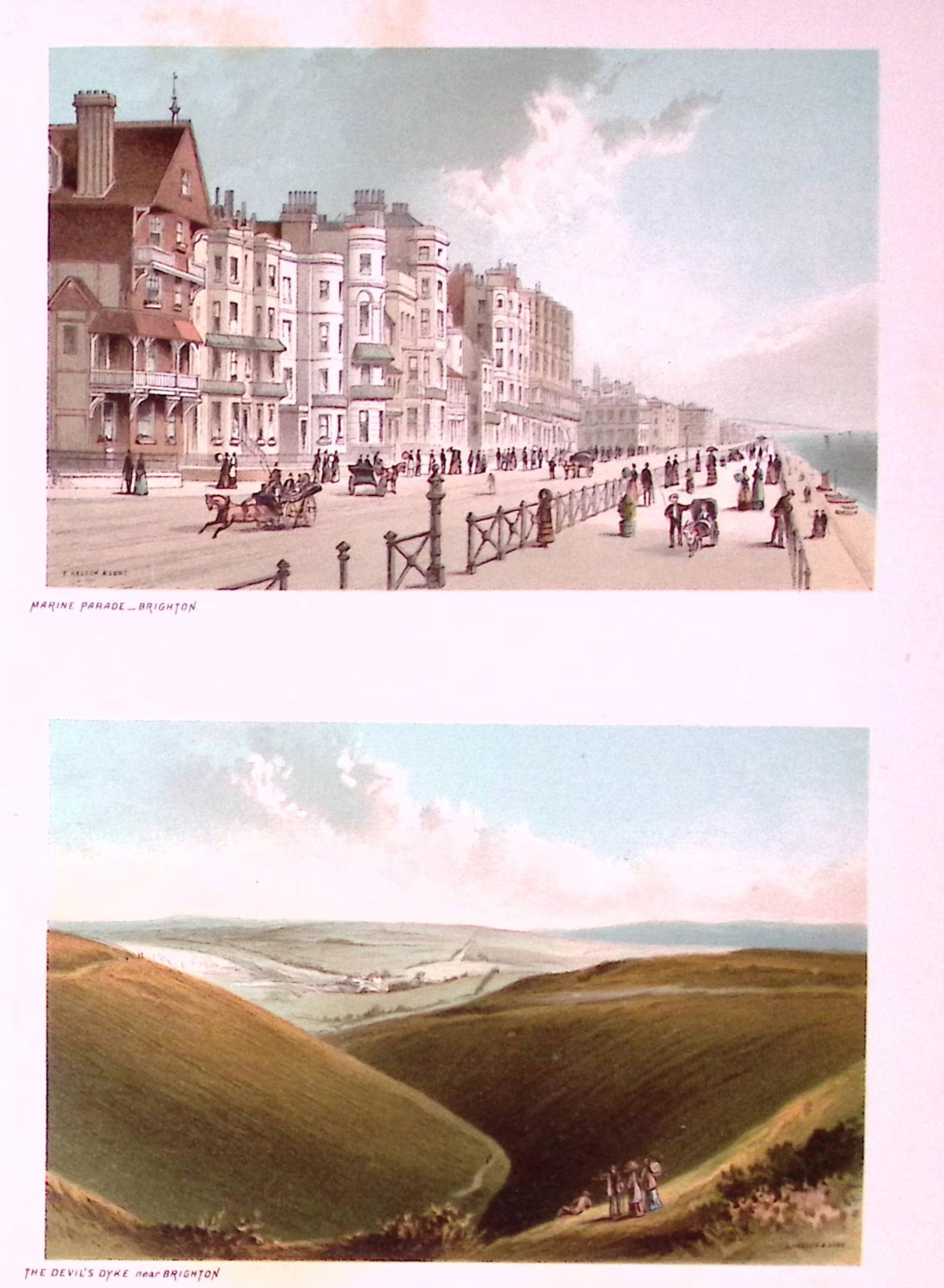 Brighton Marines Parade & The Devils Dyke Victorian Antique Print-29: Title: Brighton Marines Parade & The Devils Dyke Victorian Antique Print-29 Description: This Antique Illustration Has Been Removed from a First Edition of. English Scenery Cities, L