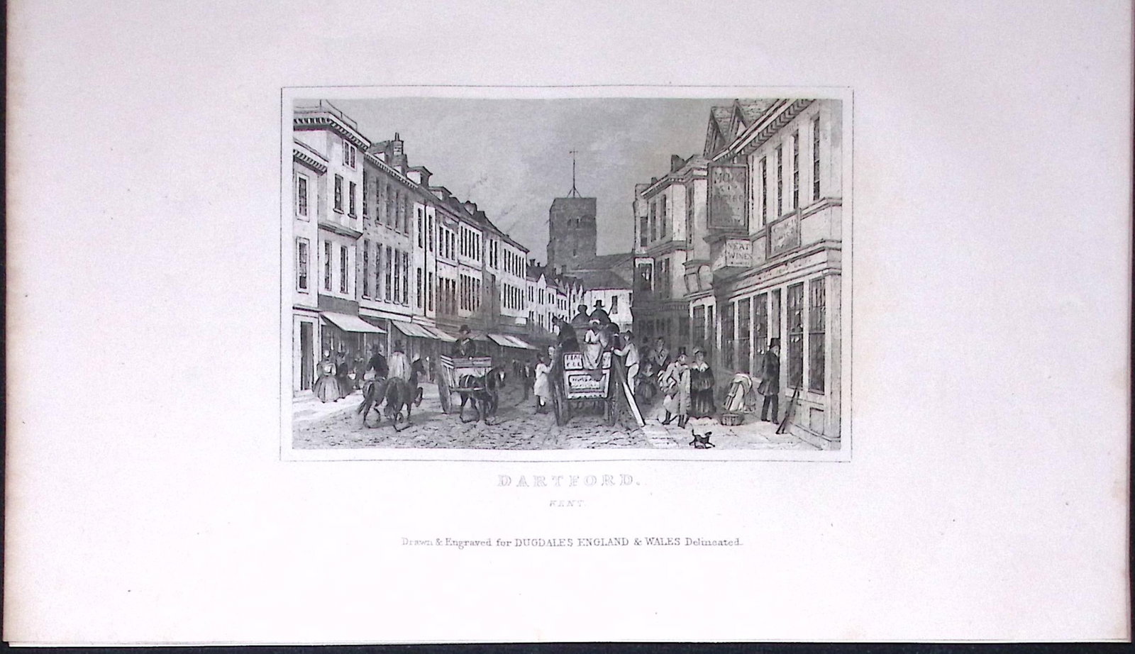Dartford Kent Dugdale & Archer Antique 180 Years-Old Copper Plate Print-26 (1 of 1)