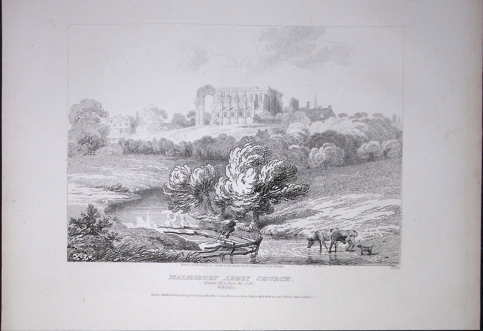 Malmsbury Church-Wiltshire 190 Years-Old Rare John Britton Antique Steel Engraving-50: Title: Malmsbury Church-Wiltshire 190 Years-Old Rare John Britton Antique Steel Engraving-50 Description: This 191 Years-Old Steel Engraved Plate Has Been Removed from an Antique Edition of. John