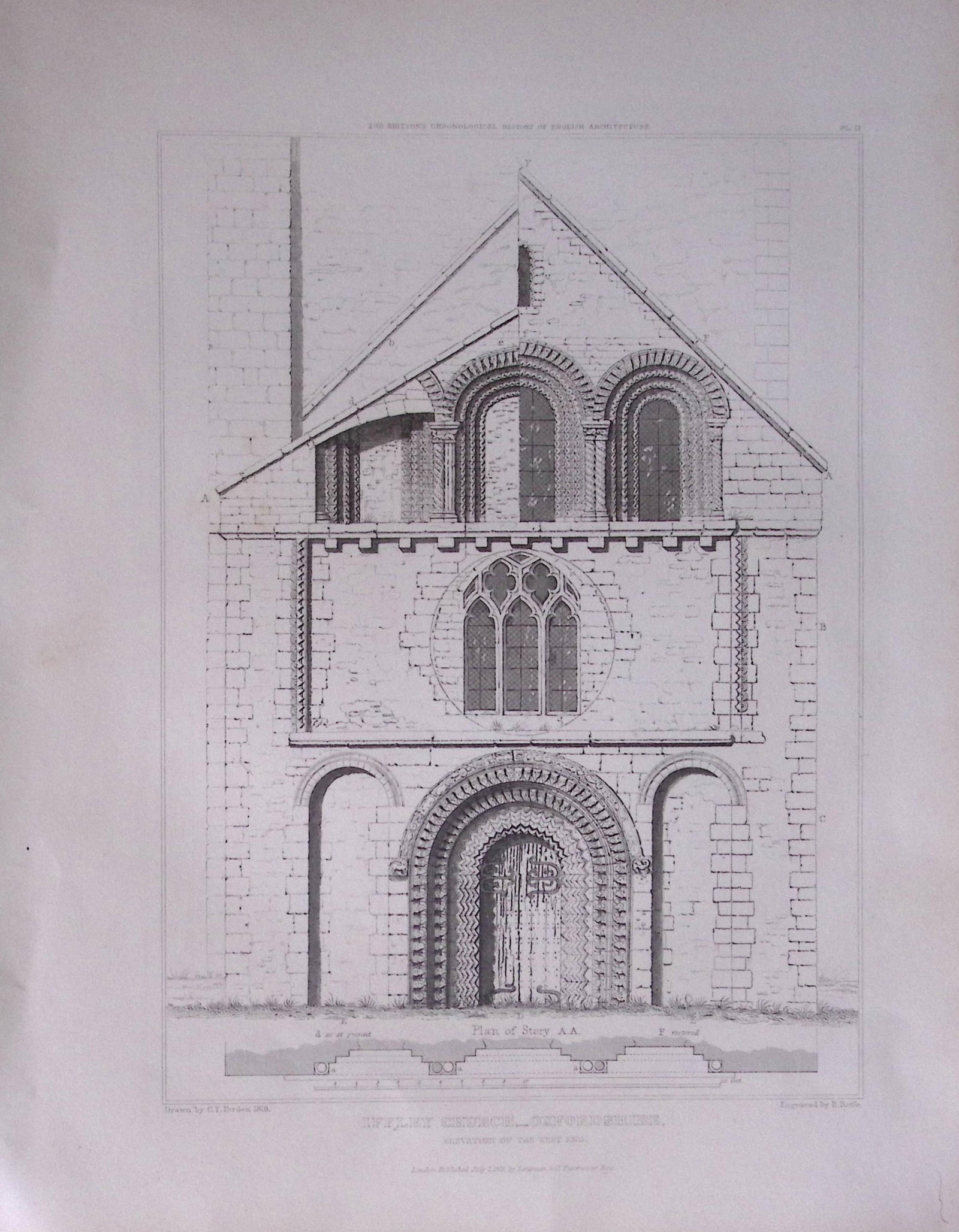 Iffley Church Oxfordshire 190 Years-Old John Britton Antique Steel Engraving-231: Title: Iffley Church Oxfordshire 190 Years-Old John Britton Antique Steel Engraving-231 Description: This 191 Years-Old Steel Engraved Plate Has Been Removed from an Antique Edition of. John Br