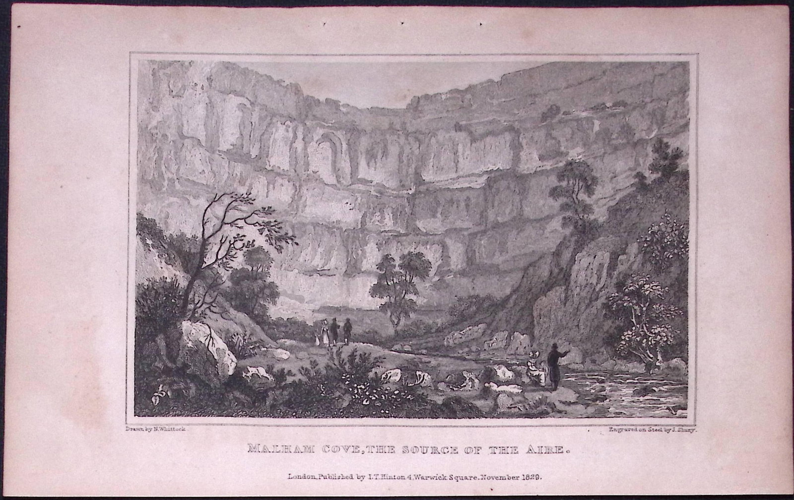 Malham Cove Yorkshire 198 Years-Old Thomas Allen Antique Steel Engraving-28: Title: Malham Cove Yorkshire 198 Years-Old Thomas Allen Antique Steel Engraving-28 Description: This 198 Years-Old Steel Engraved Plate Has Been Removed from an Antique Edition of. A New and Complete