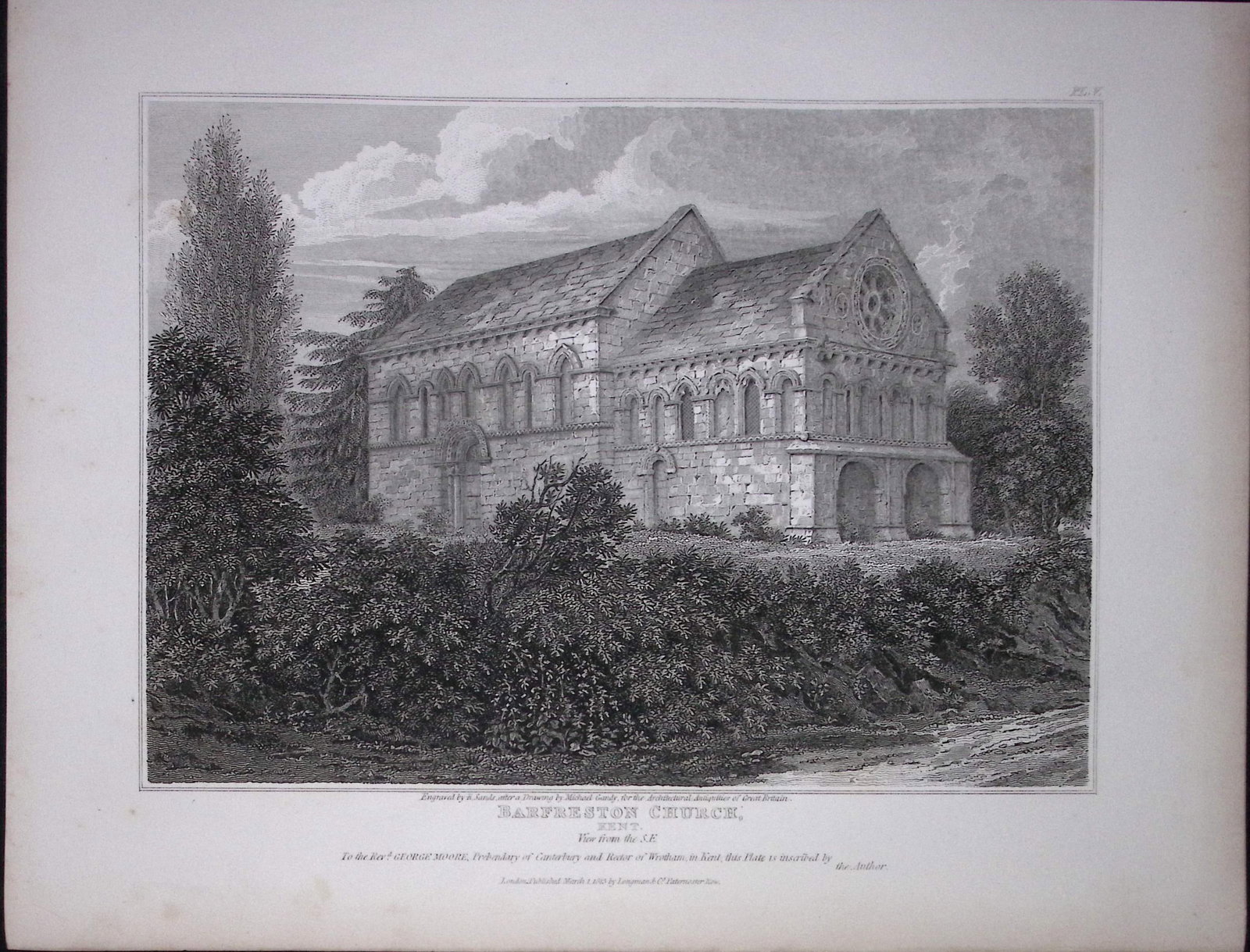 Barfreston Church Kent 190 Years-Old Rare John Britton Antique Steel Engraving-72 (1 of 1)