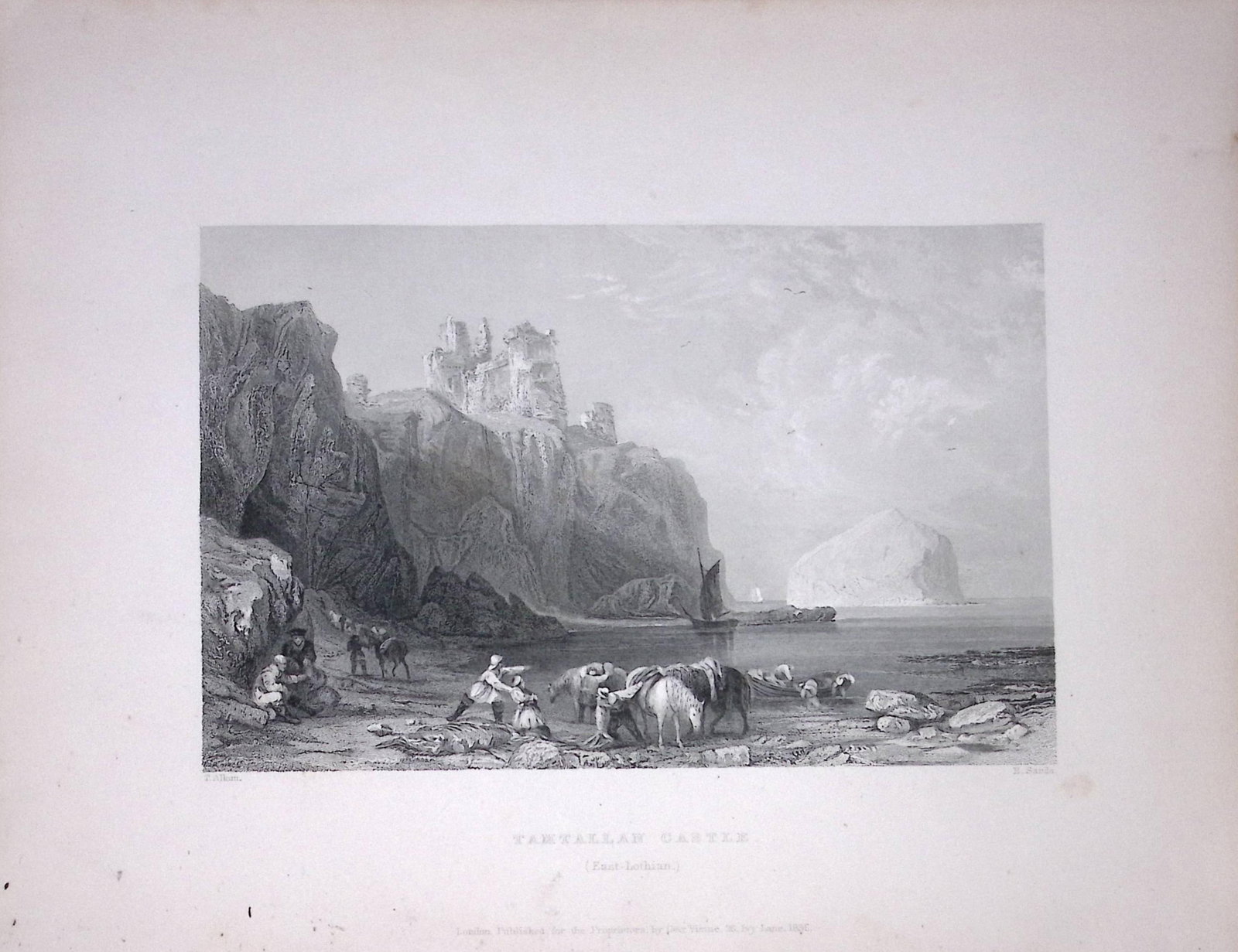Tamtallan Castle Lothian Scotland 188 Years-Old Antique Steel Engraving-8: Title: Tamtallan Castle Lothian Scotland 188 Years-Old Antique Steel Engraving-8 Description: Scotland Illustrated in a Series of Views Takes Expressly for This Work by Messrs William Beattie.