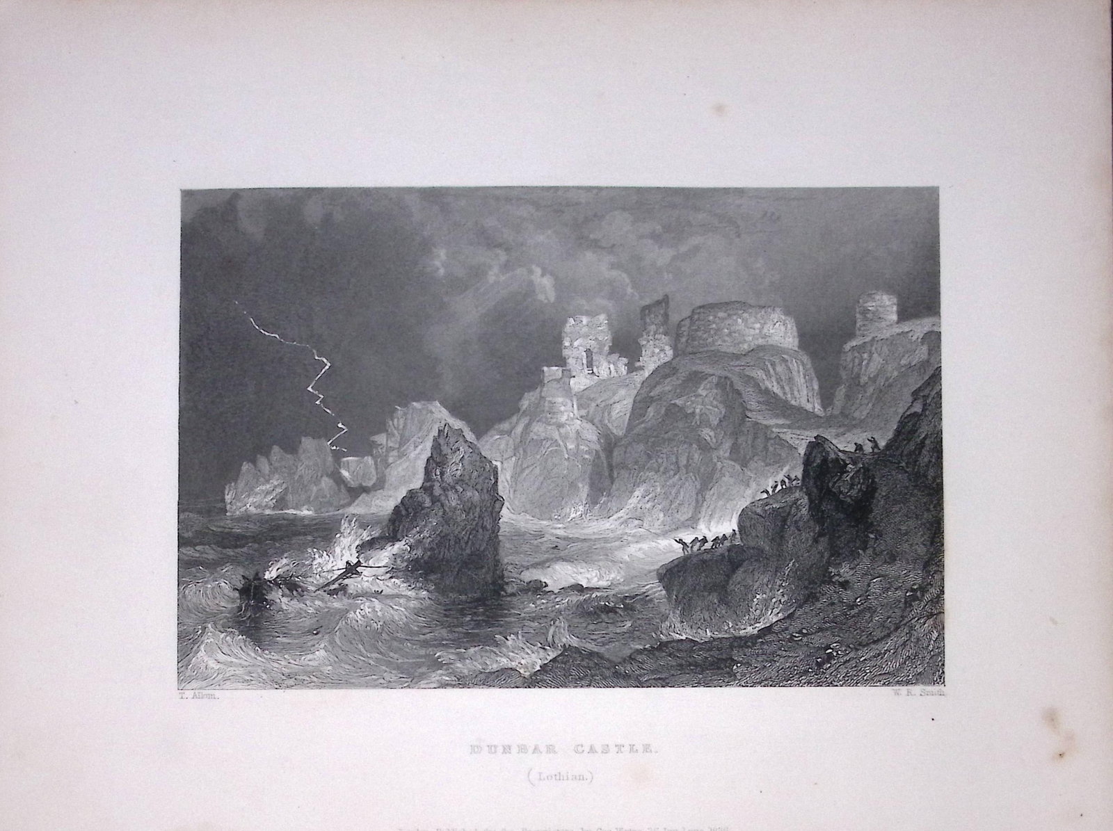 Dunbar Castle Lothian Scotland 188 Years-Old Antique Steel Engraving-7: Title: Dunbar Castle Lothian Scotland 188 Years-Old Antique Steel Engraving-7 Description: Scotland Illustrated in a Series of Views Takes Expressly for This Work by Messrs William Beattie.