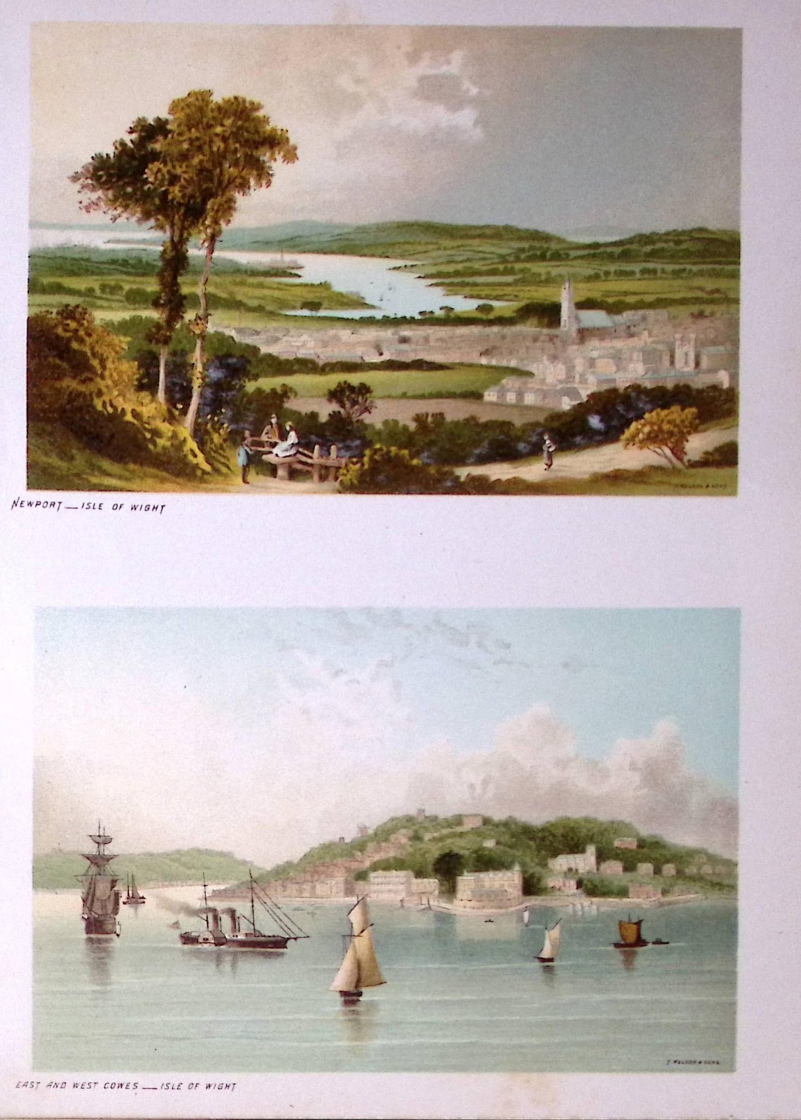 Isle of Wight Newport & East And West Cowes Victorian Antique Double Print-53: Title: Isle of Wight Newport & East And West Cowes Victorian Antique Double Print-53 Description: This Antique Illustration Has Been Removed from a First Edition of. English Scenery C