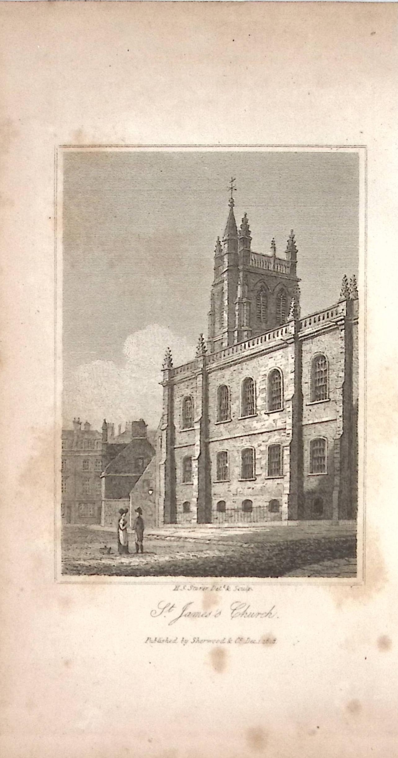 St James Church Views of Bath Regency Era Antique 207 Years-Old Georgian Print-8 (1 of 2)