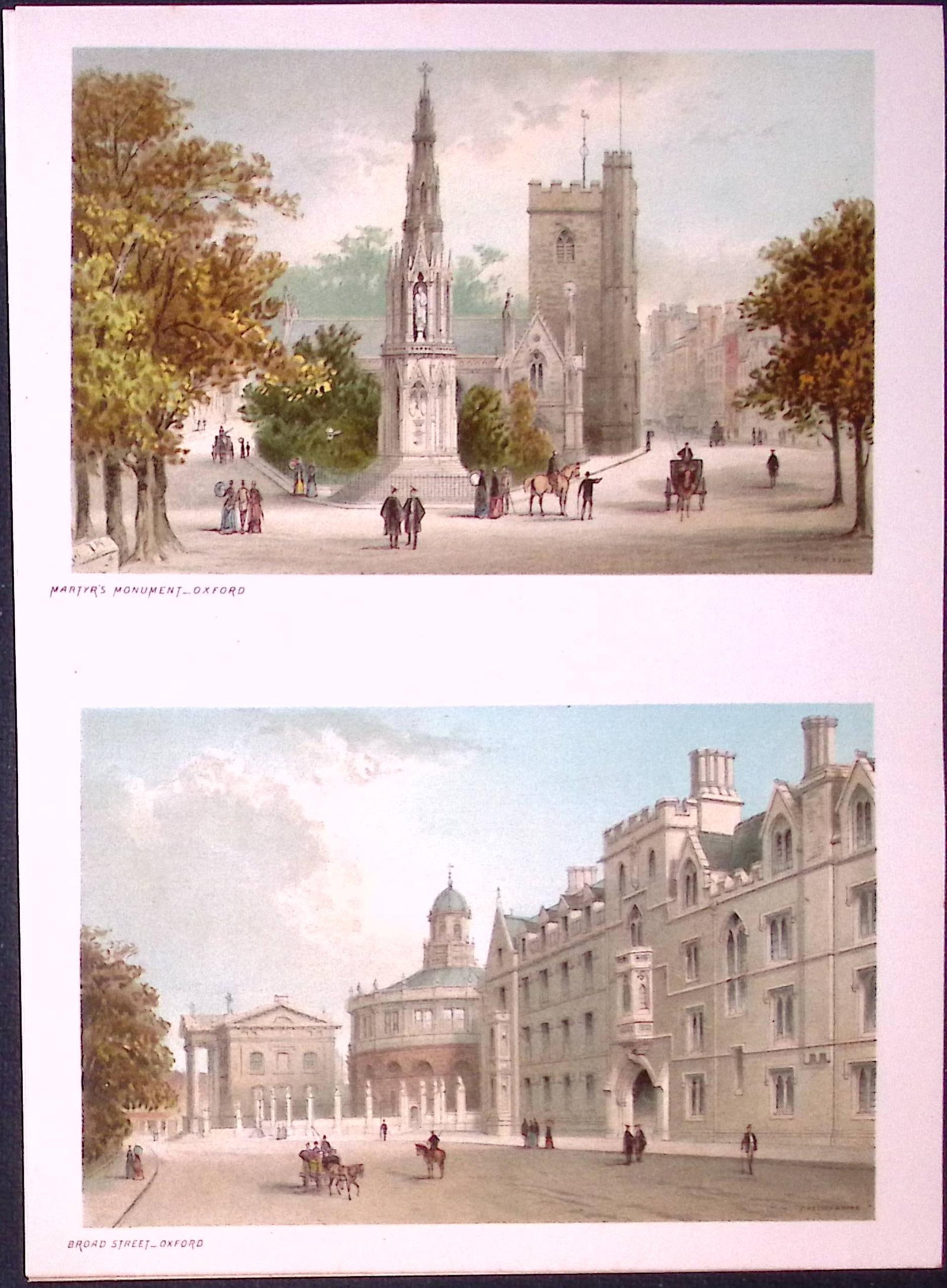 Oxford Martyr’s Monument & Broad Street Victorian Antique Double Print-34: Title: Oxford Martyr’s Monument & Broad Street Victorian Antique Double Print-34 Description: This Antique Illustration Has Been Removed from a First Edition of. English Scenery