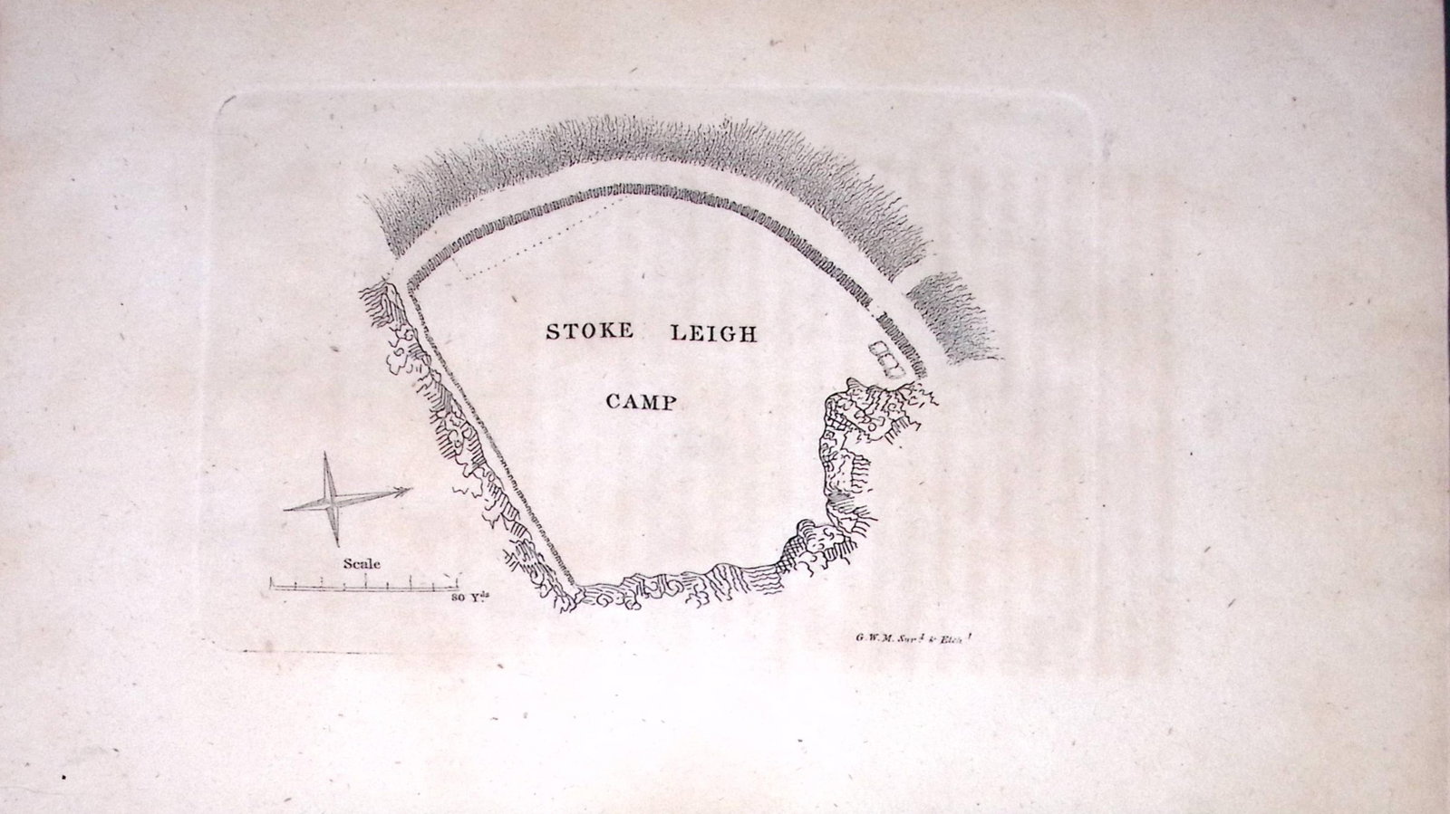 Stoke Leigh Camp 224 Years-Old Historic and Picturesque Clifton Bristol Print-16.: Title: Stoke Leigh Camp 224 Years-Old Historic and Picturesque Clifton Bristol Print-16. Description: This 224 Years-Old Engraved Plate Has Been Removed from an Antique Edition of. Fugitive