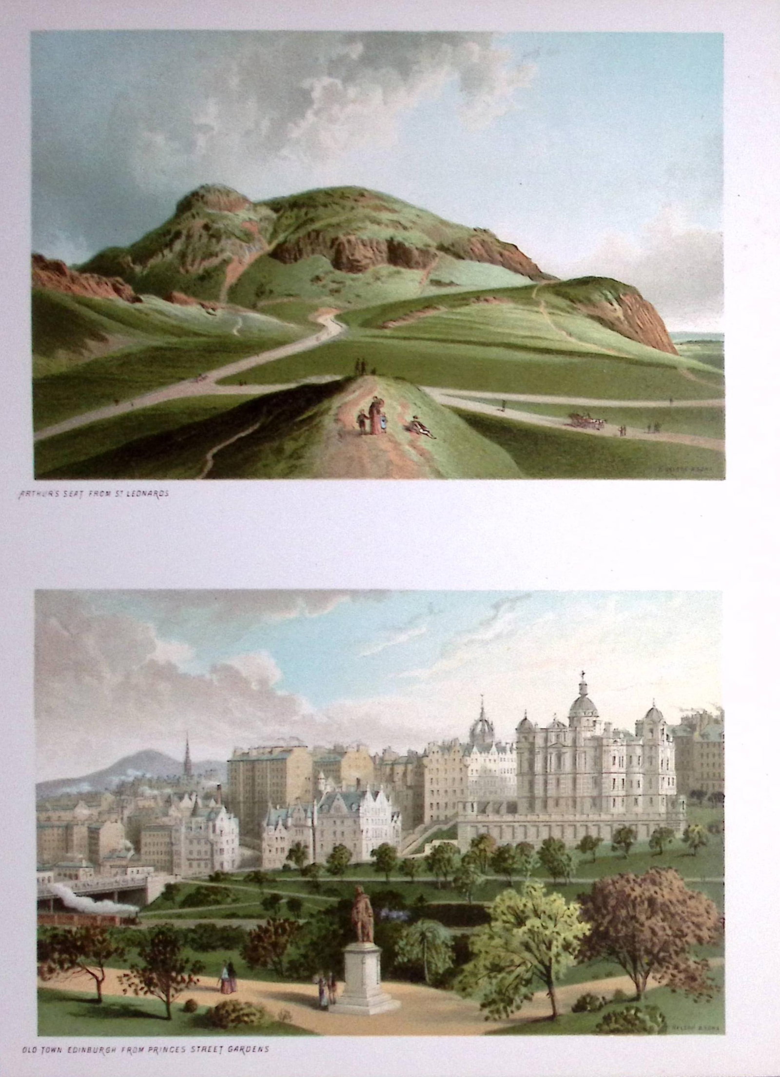 Scotland Edinburgh Old Town & Arthurs Seat 1889 Antique Print-9: Title: Scotland Edinburgh Old Town & Arthurs Seat 1889 Antique Print-9 Description: This Antique Illustration Has Been Removed from an First Edition of. Souvenir Of Scotland. Cities, Lakes