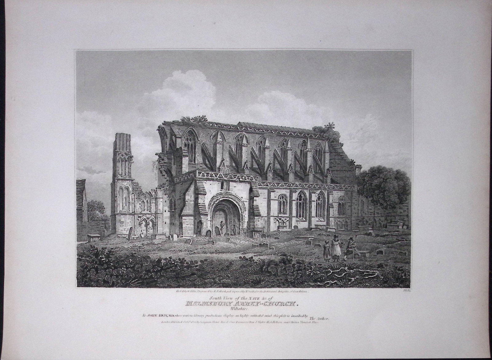 Malmsbury Church-Wiltshire 190 Years-Old Rare John Britton Antique Steel Engraving-44: Title: Malmsbury Church-Wiltshire 190 Years-Old Rare John Britton Antique Steel Engraving-44 Description: This 191 Years-Old Steel Engraved Plate Has Been Removed from an Antique Edition of. John