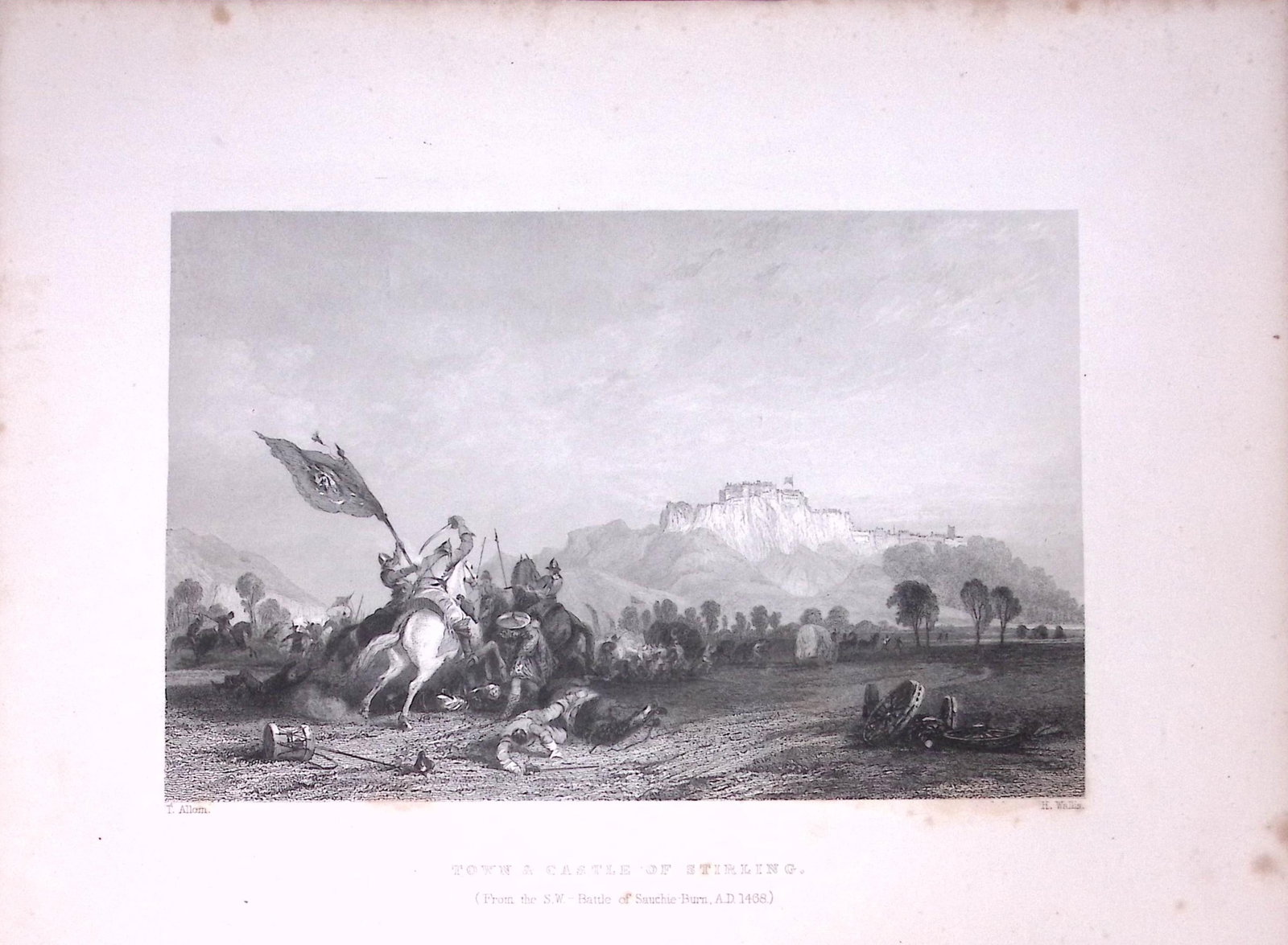 Stirling Town & Castle Scotland 188 Years-Old Antique Steel Engraving-3 (1 of 2)