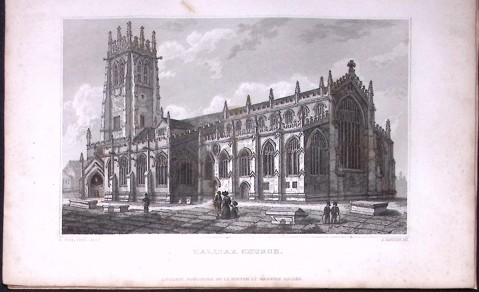 Halifax Church Yorkshire 198 Years-Old Thomas Allen Antique Steel Engraving-42: Title: Halifax Church Yorkshire 198 Years-Old Thomas Allen Antique Steel Engraving-42 Description: This 198 Years-Old Steel Engraved Plate Has Been Removed from an Antique Edition of. A New and