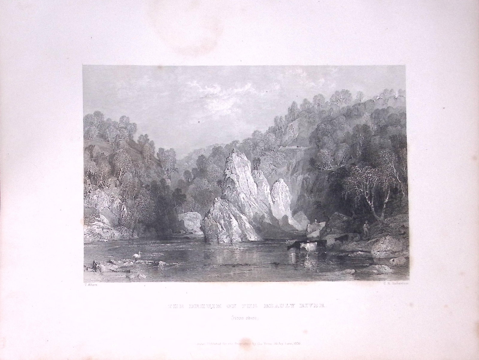 The Drhuin On Beauly River Scotland W Beattie 188 Years-Old Antique Steel Engraving-30 (1 of 2)