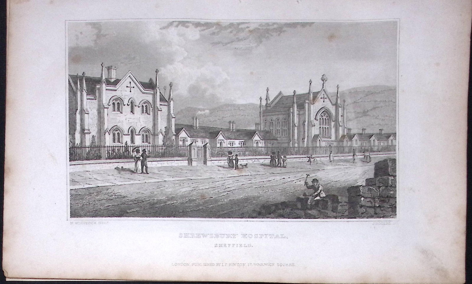 Shrewsbury Hospital Yorkshire 198 Years-Old Thomas Allen Antique Steel Engraving-48 (1 of 1)