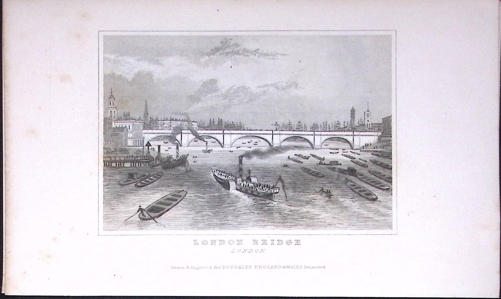 London Bridge Dugdale & Archer Antique 180 Years-Old Copper Plate Print-15: Title: London Bridge Dugdale & Archer Antique 180 Years-Old Copper Plate Print-15 Description: This Antique Copper Plate Engraving Has Been Removed from an Antique Edition of. Thomas Dugdal