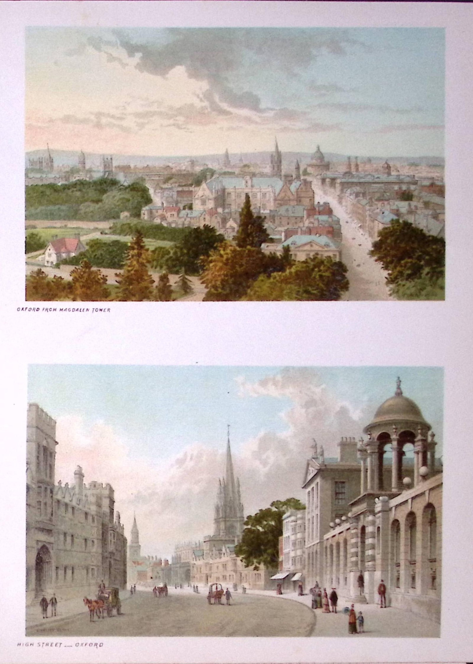 Oxford From Magdalen Tower & High Street Victorian Antique Double Print-35: Title: Oxford From Magdalen Tower & High Street Victorian Antique Double Print-35 Description: This Antique Illustration Has Been Removed from a First Edition of. English Scenery Citi