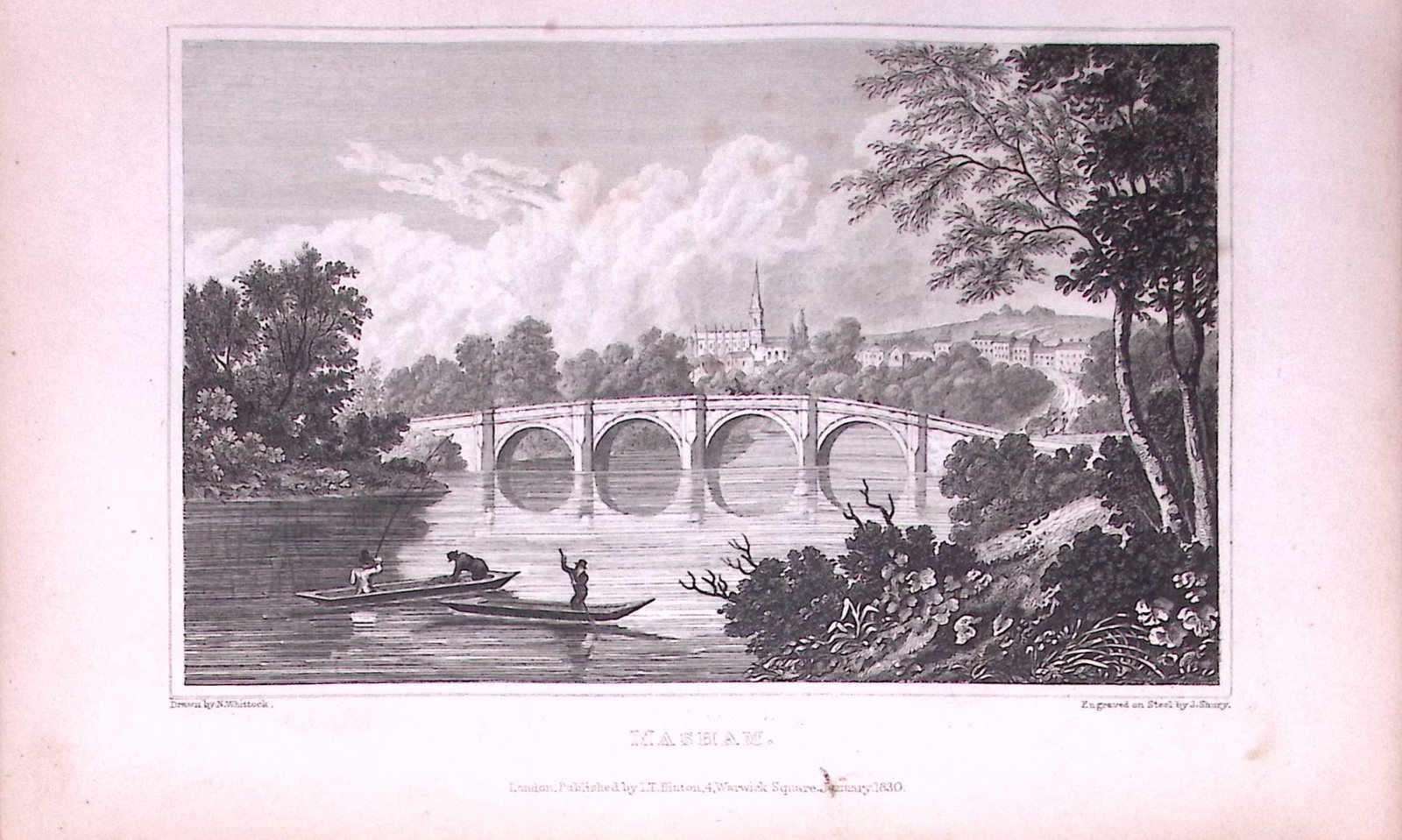 Masham Yorkshire 198 Years-Old Thomas Allen Antique Steel Engraving-13 (1 of 1)