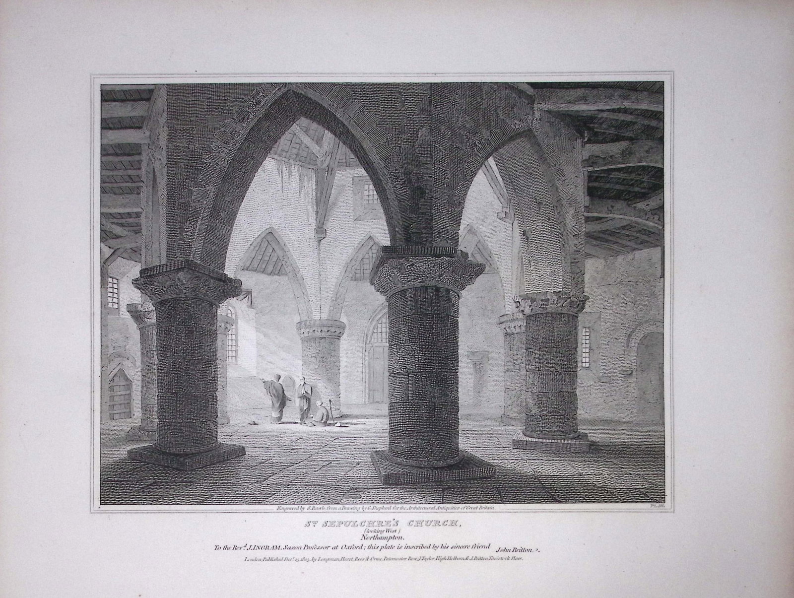 Holy Sepulchre Northampton Rare John Britton 191 Years-Old Antique Steel Engraving-20: Title: Holy Sepulchre Northampton Rare John Britton 191 Years-Old Antique Steel Engraving-20 Description: This 191 Years-Old Steel Gilt-Edged Engraved Plate Has Been Removed from an Antique Edition